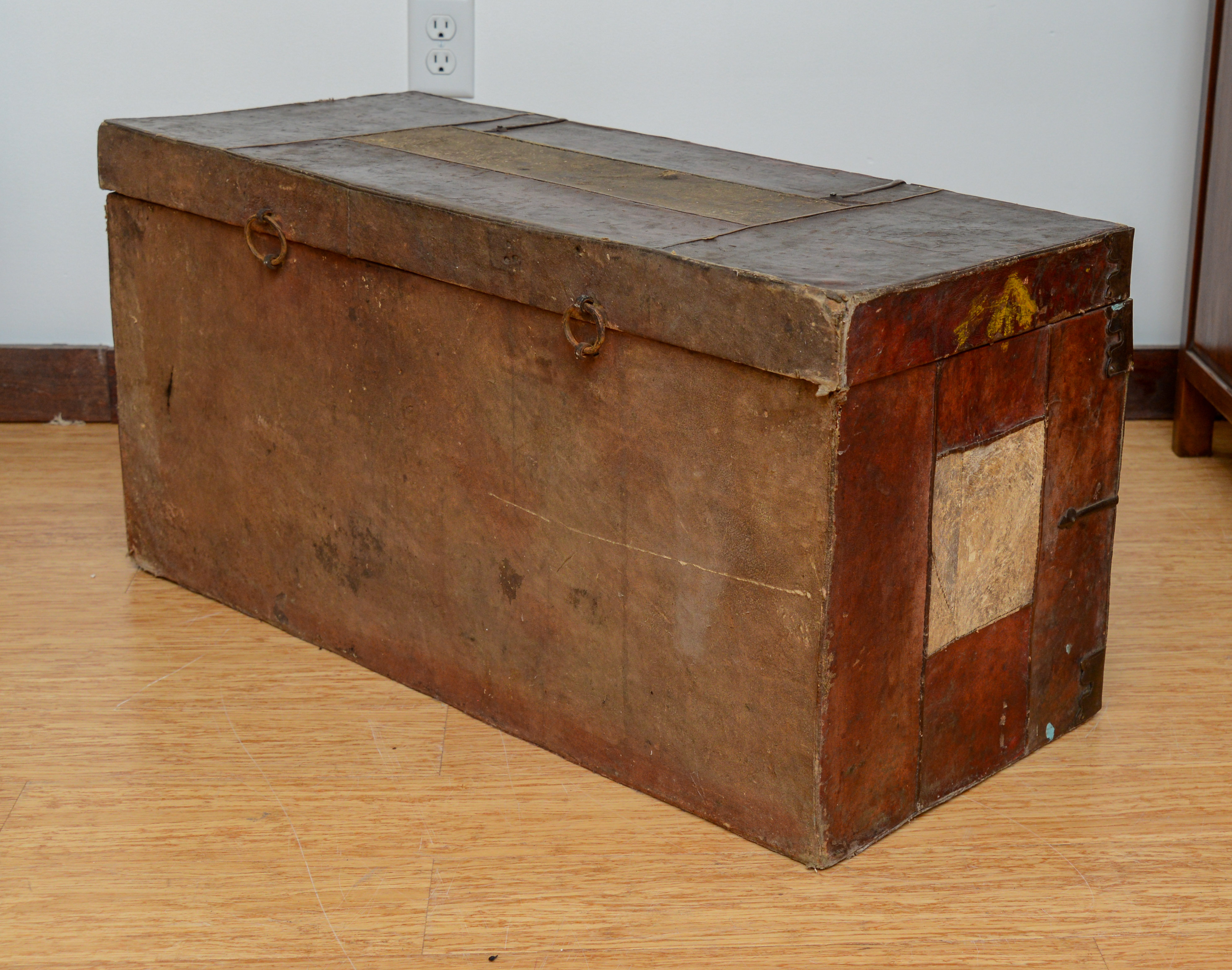 Asian Leather Bound Trunk.