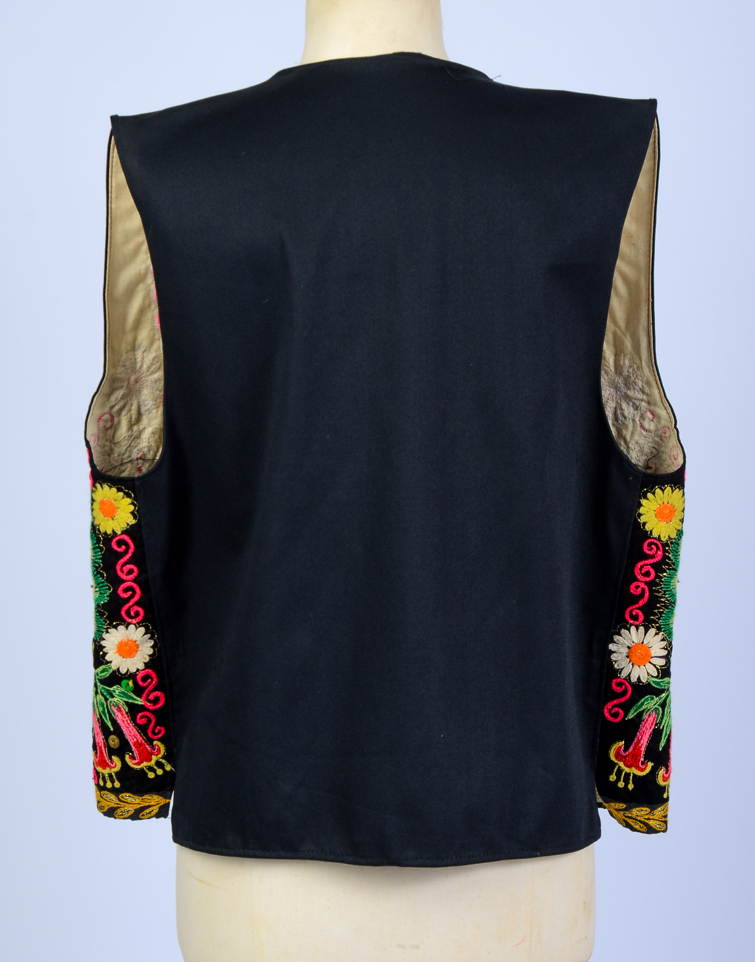 Embroidered Vest With Peacocks.