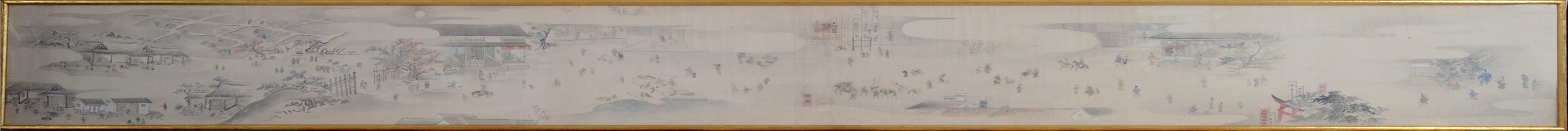 Large Chinese Painting of a Courtyard Scene.