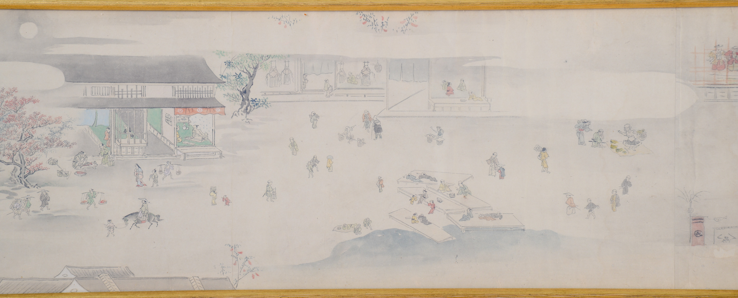 Large Chinese Painting of a Courtyard Scene.