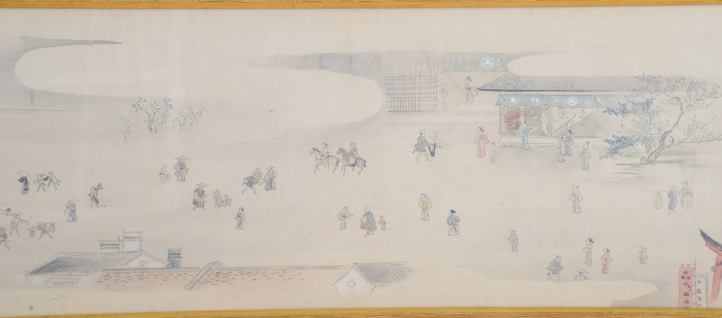 Large Chinese Painting of a Courtyard Scene.