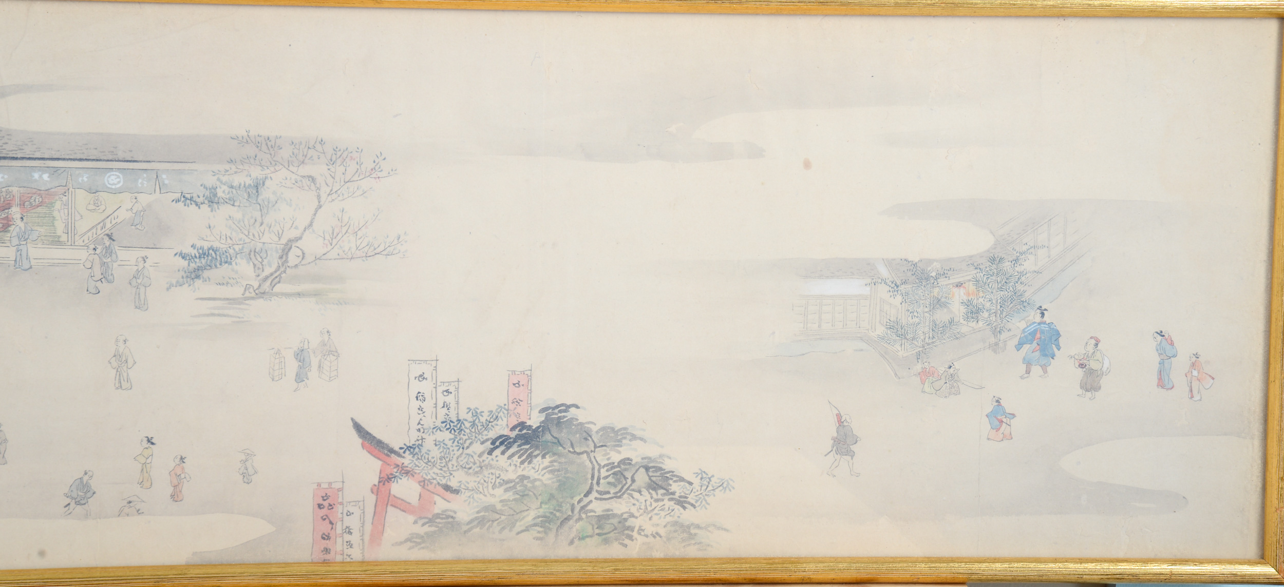 Large Chinese Painting of a Courtyard Scene.
