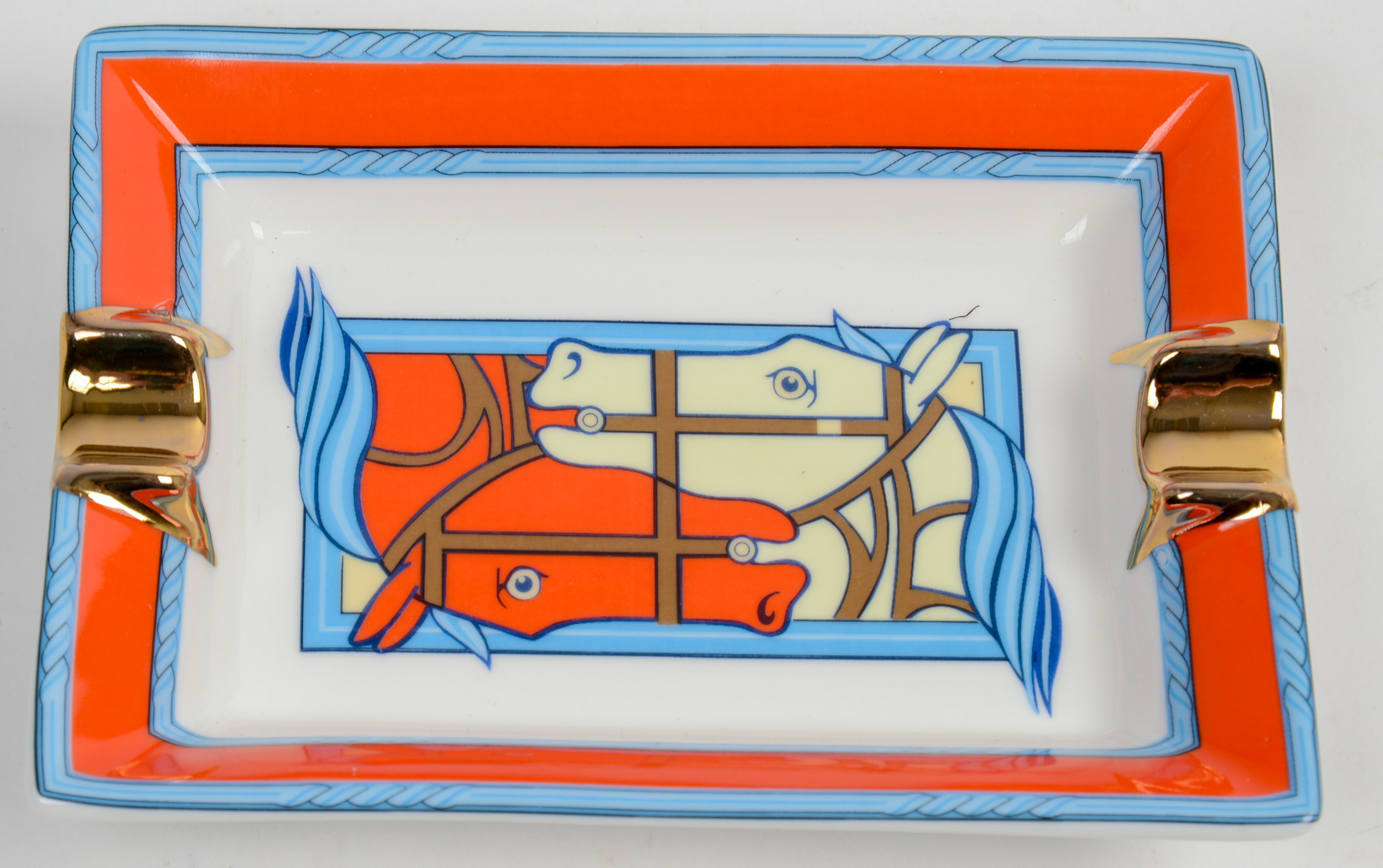 HERMES PORCELAIN ASHTRAY.