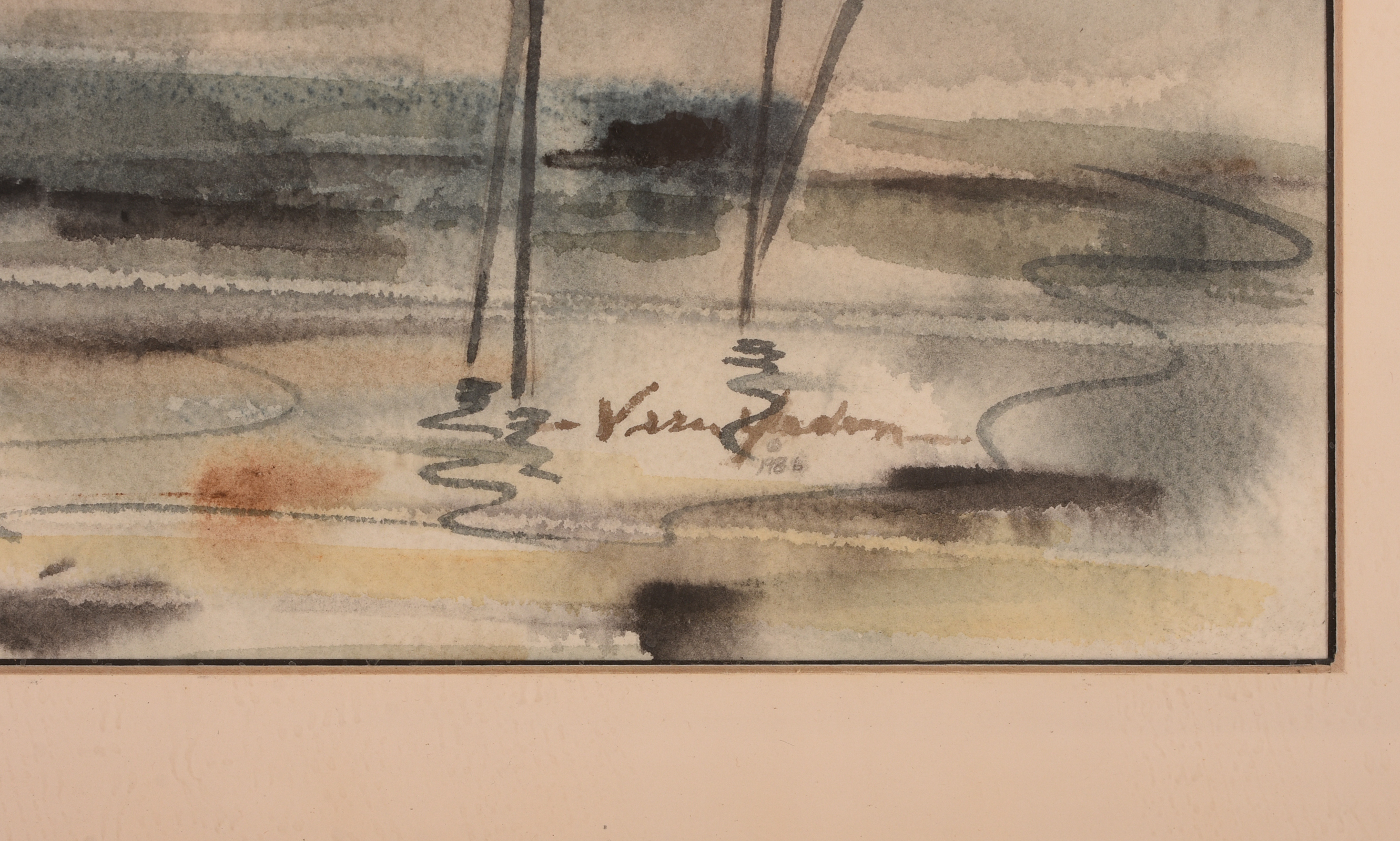 WATERCOLOR WITH SANDPIPERS.