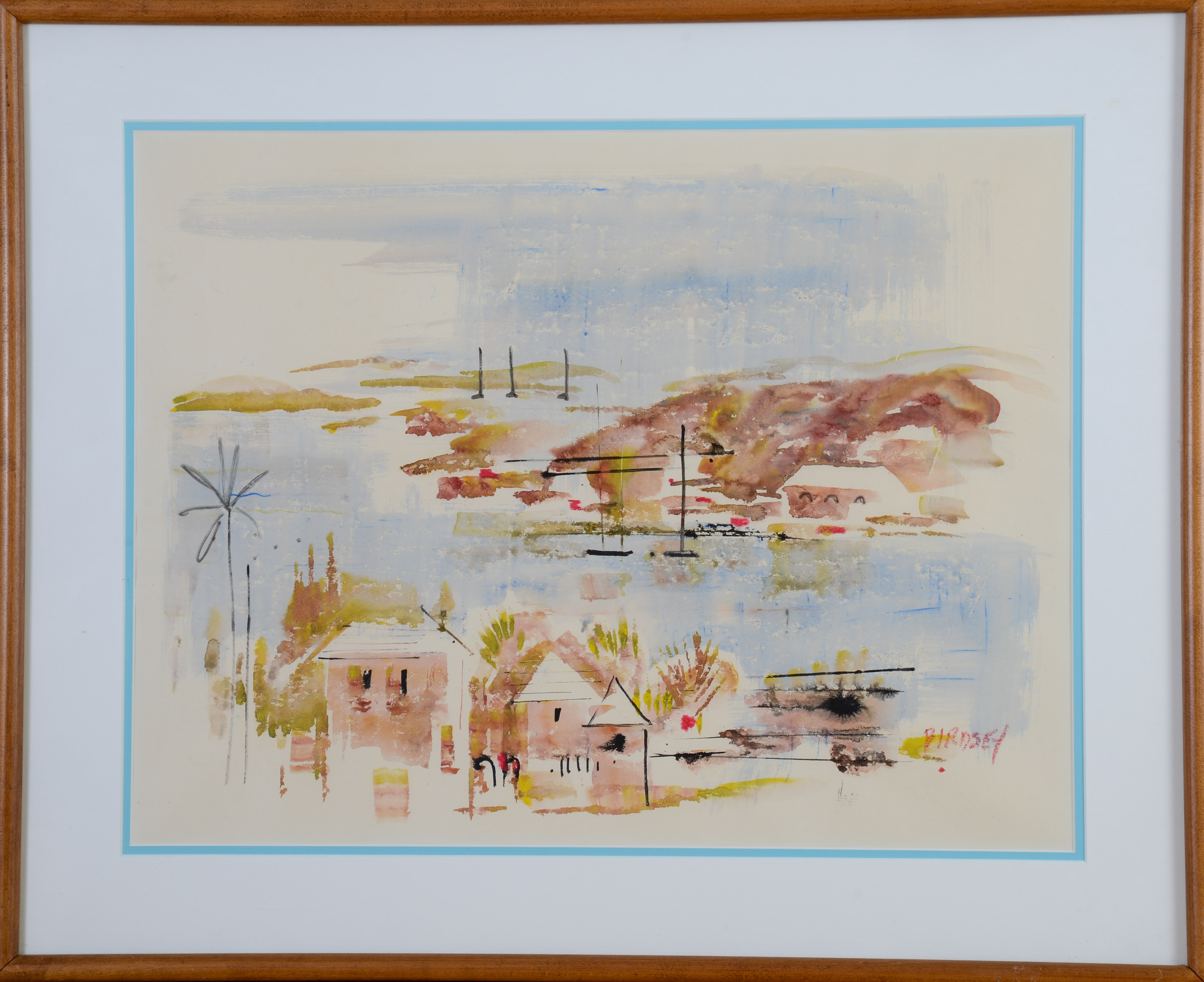 ALFRED BIRDSEY (1912-1996). BERMUDA VILLAGE SCENE.