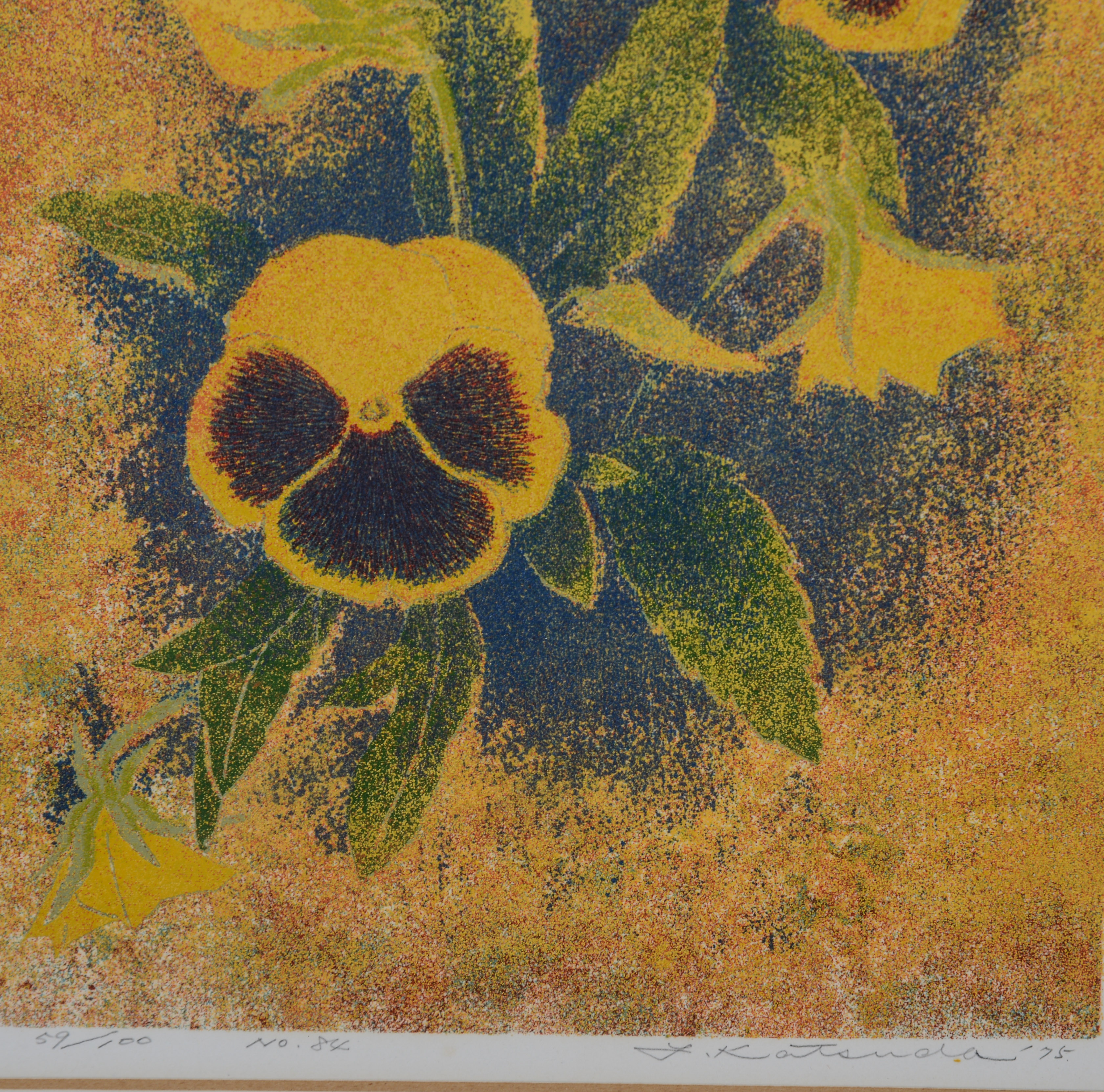 YUKIO KATSUDA SERIGRAPH WITH FLOWERS.