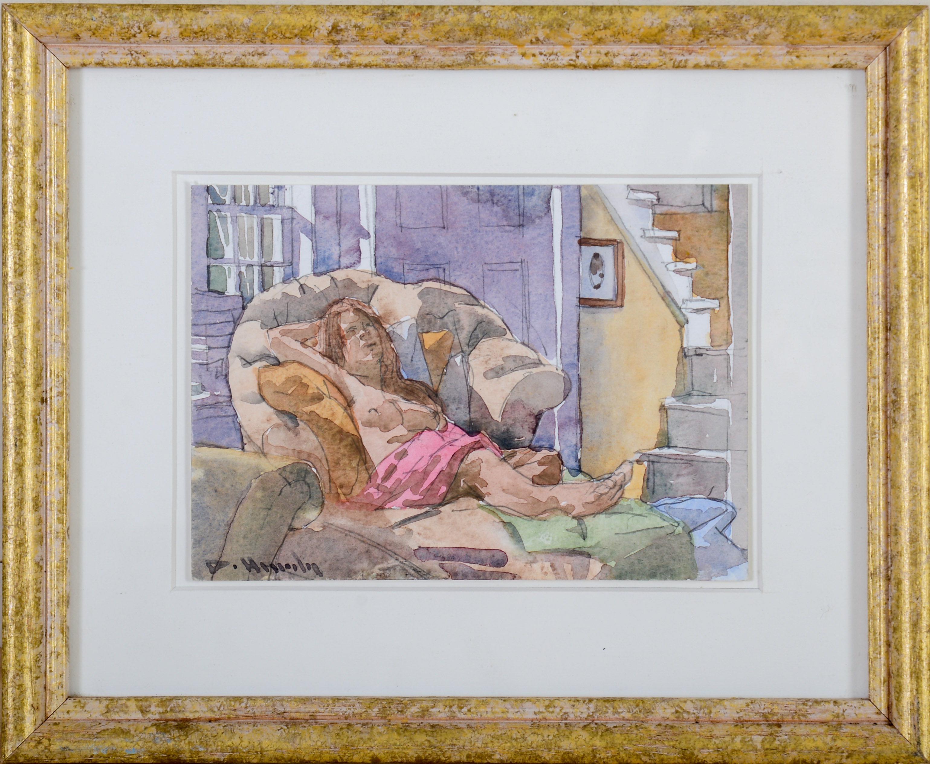 DEWITT HARDY (1940-2017). INTERIOR WITH NUDE WOMAN.