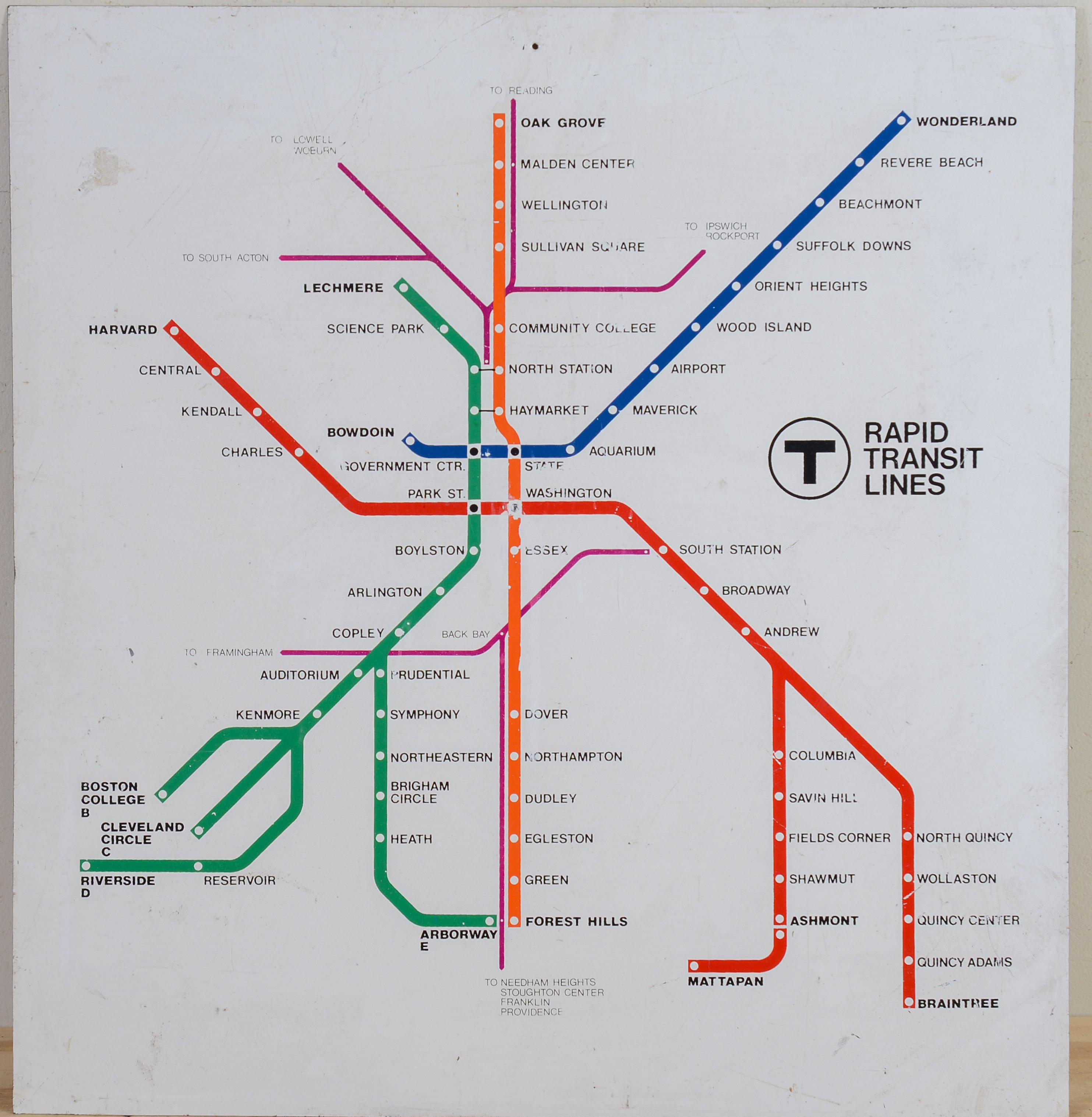 ORIGINAL 1983 BOSTON T MBTA “SPIDER MAP” SIGN
