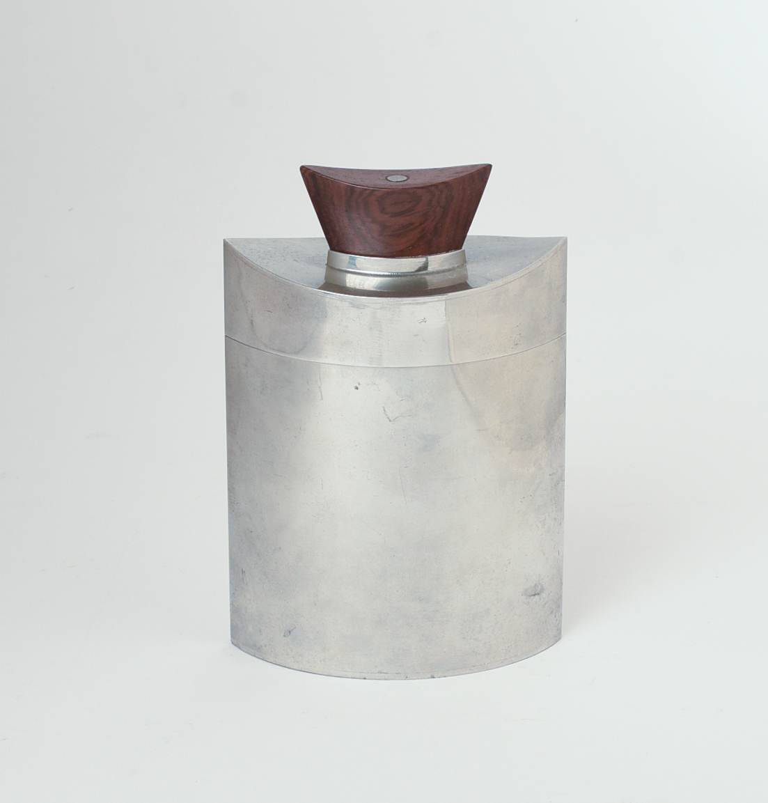 MID CENTURY MODERN PEWTER CONTAINER.