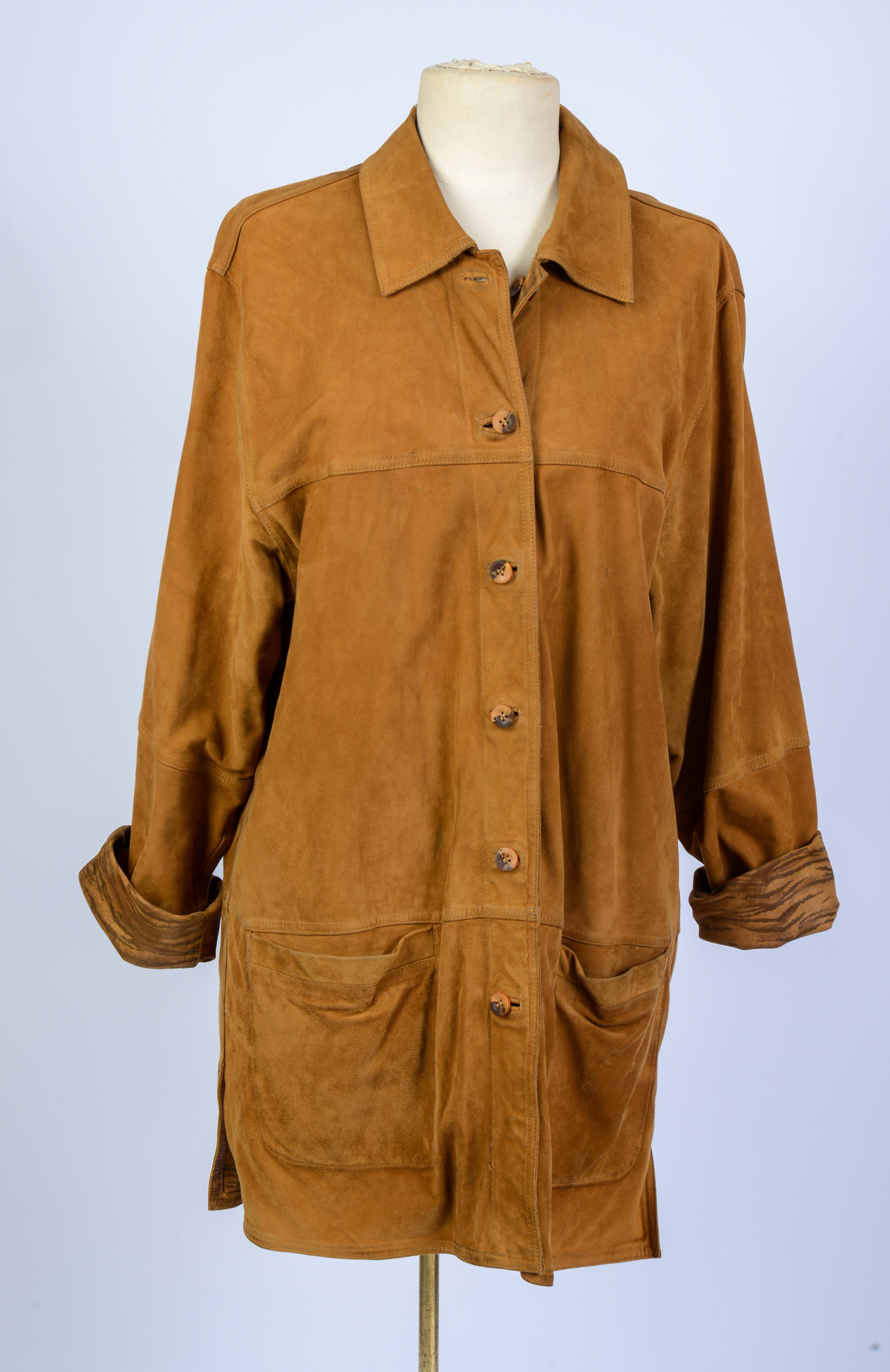 REVERSIBLE SUEDE/LEATHER JACKET, SIZE M.