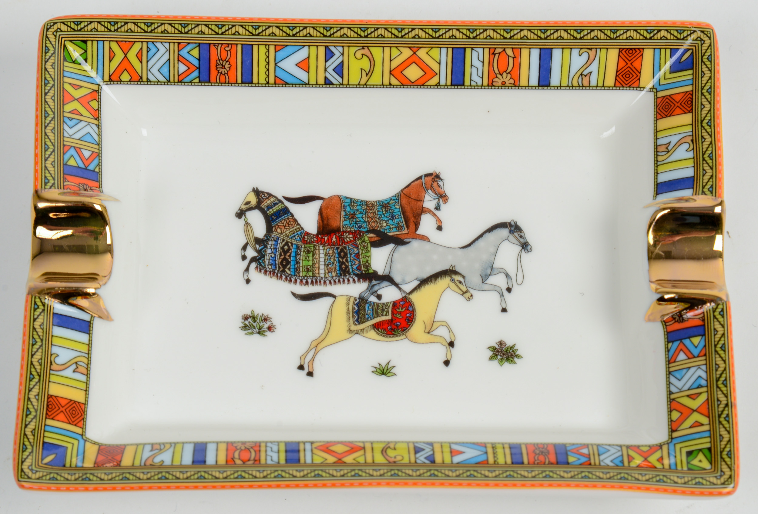 HERMES PORCELAIN ASHTRAY.