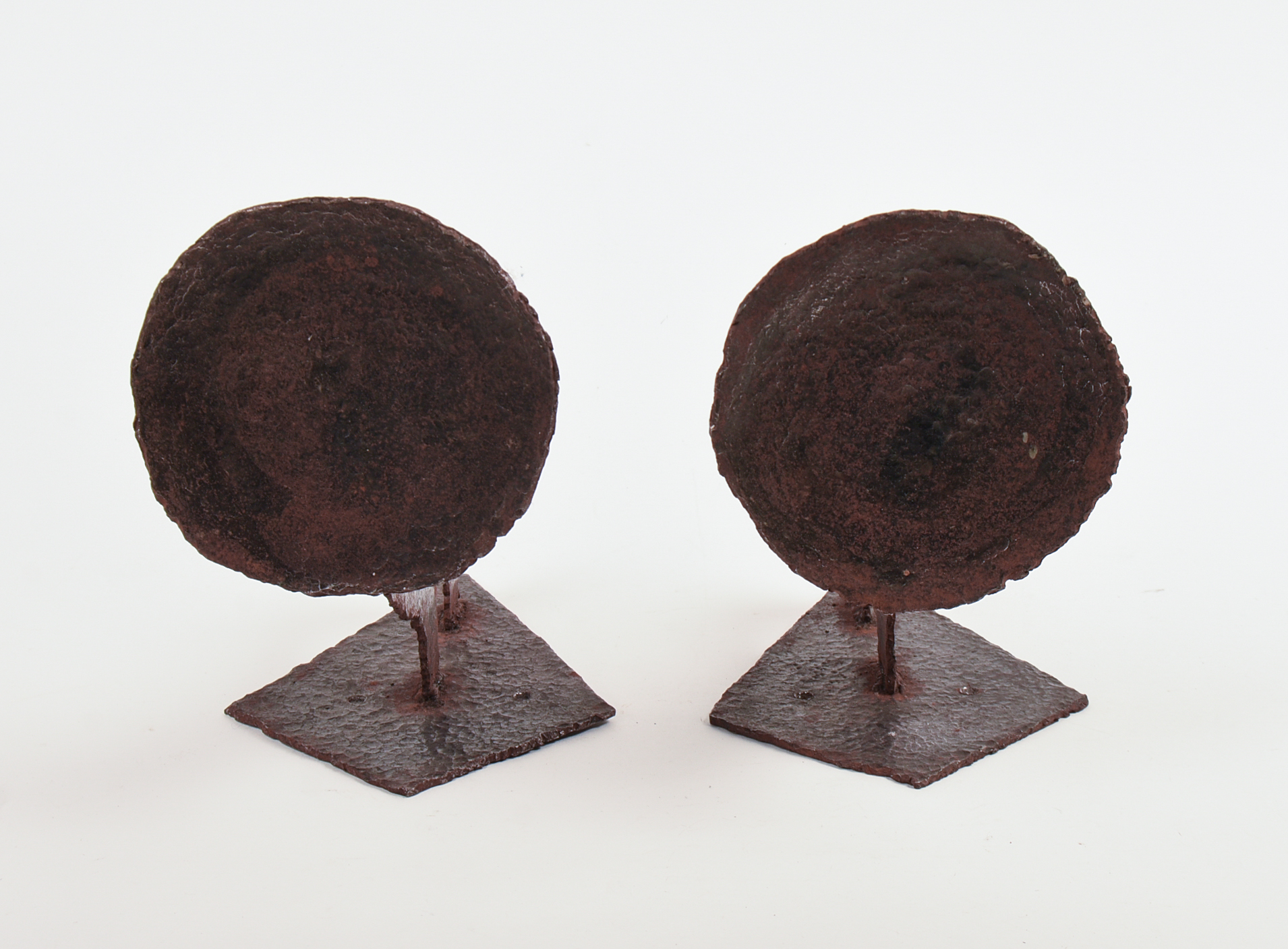 PAIR OF MID CENTURY STEEL SCULPTURES.