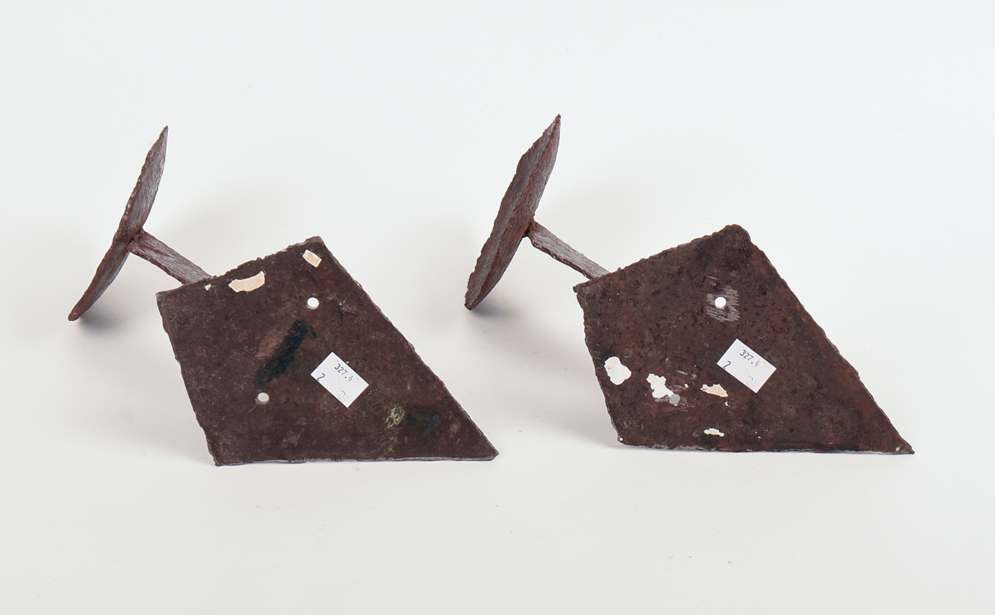PAIR OF MID CENTURY STEEL SCULPTURES.