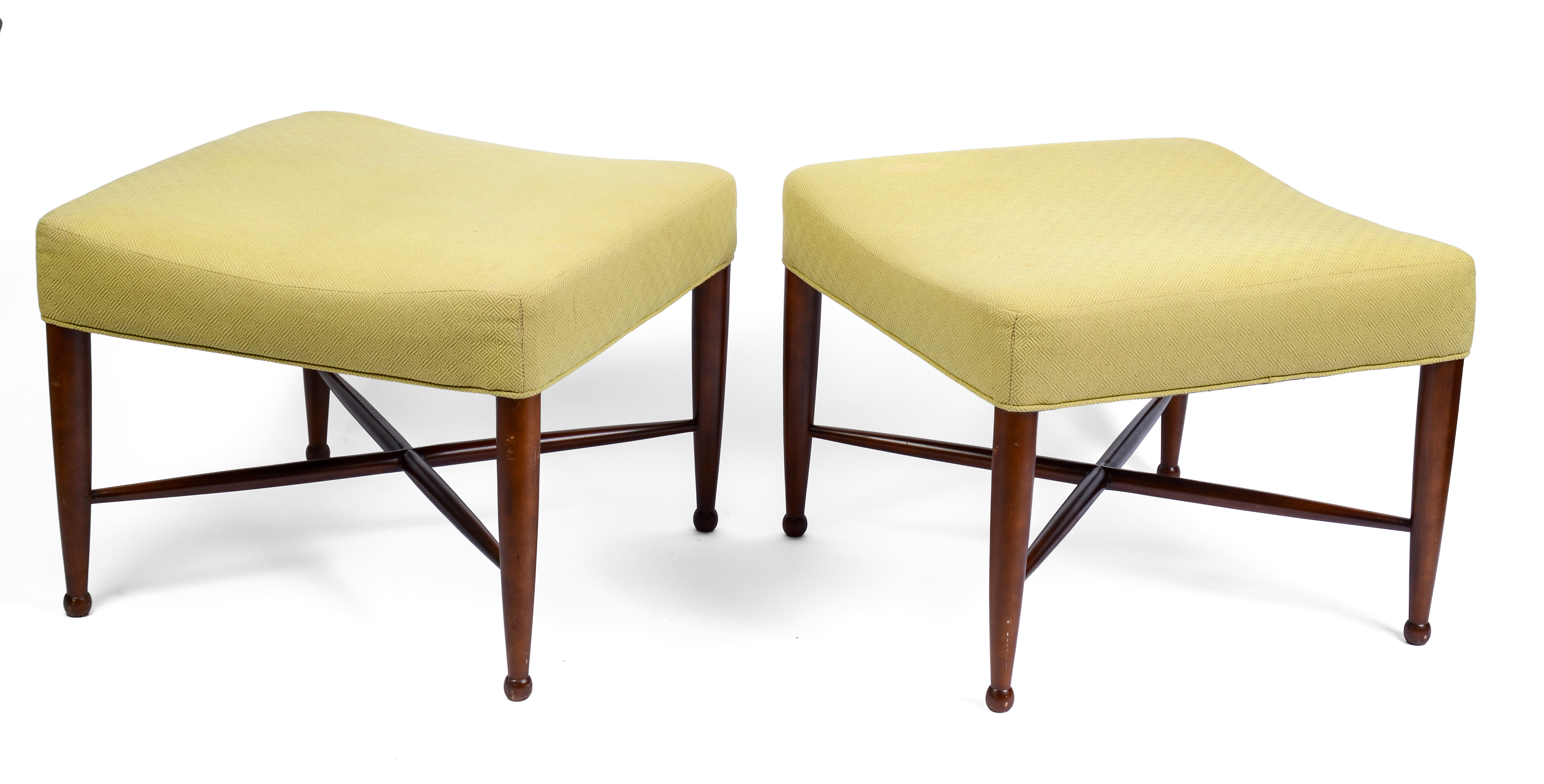 PAIR OF MID CENTURY MODERN OTTOMANS.