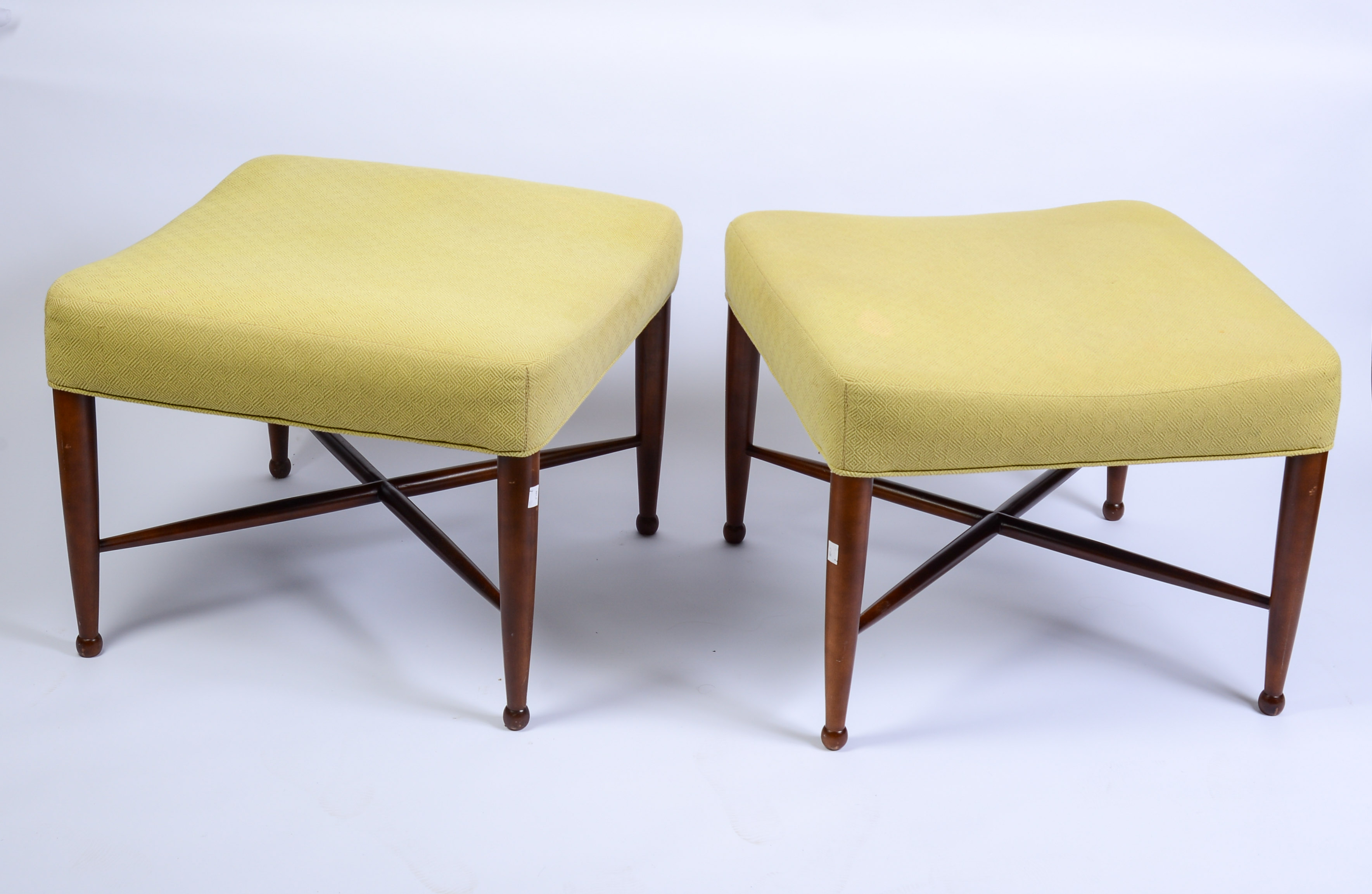 PAIR OF MID CENTURY MODERN OTTOMANS.