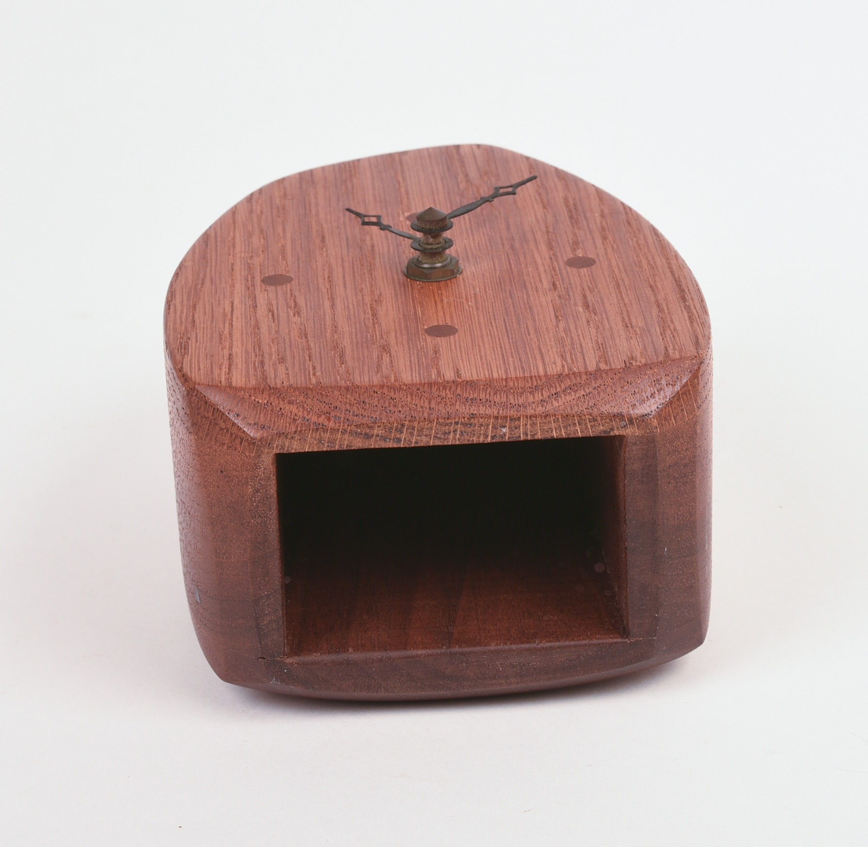 MID CENTURY TEAK DESK CLOCK.