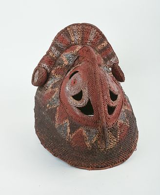 AFRICAN WOVEN MASK. 14 x 12 x 10 inches.