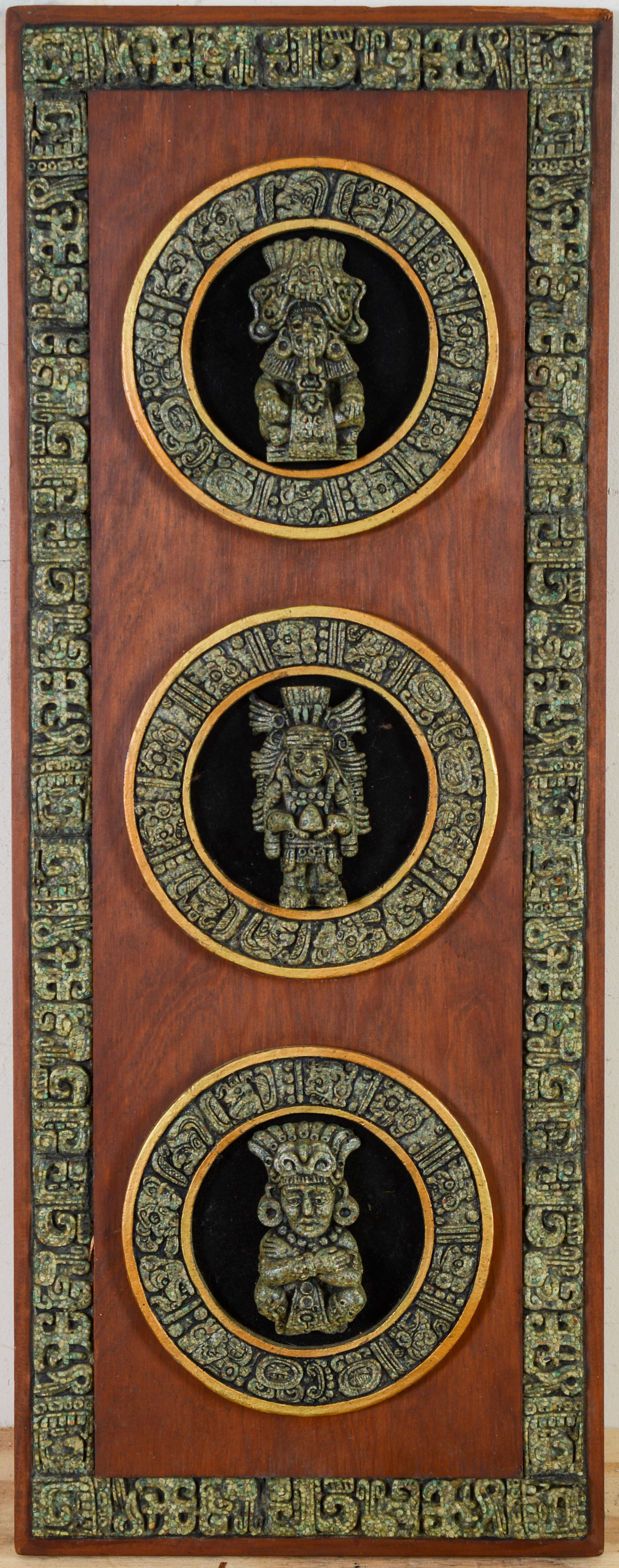 STONE AND WOOD WALL PLAQUE.