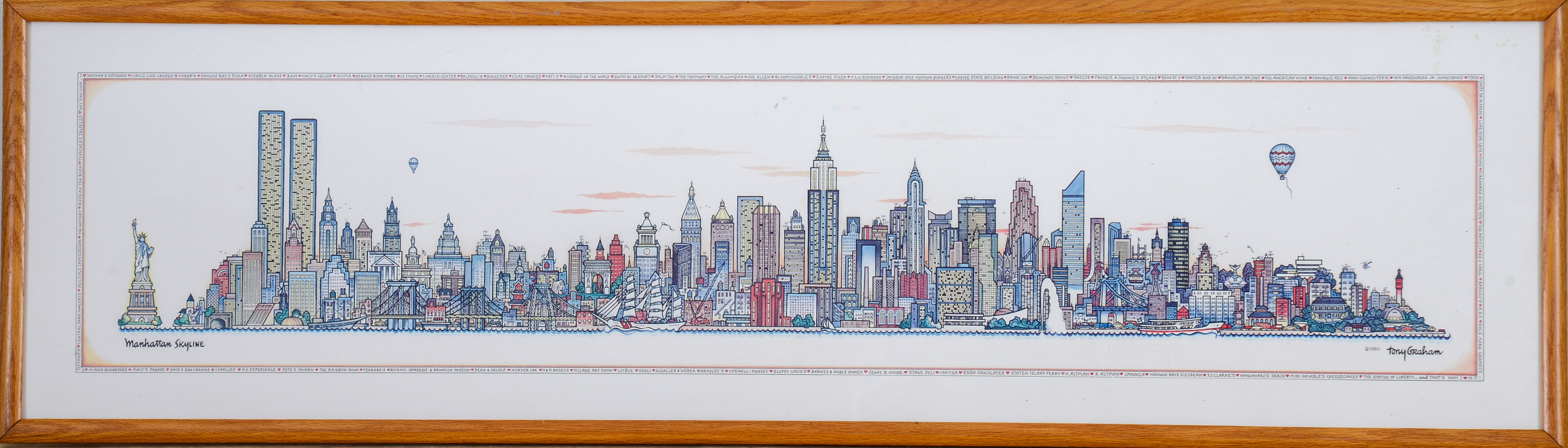 TONY GRAHAM. 1980 MANHATTAN SKYLINE PRINT.