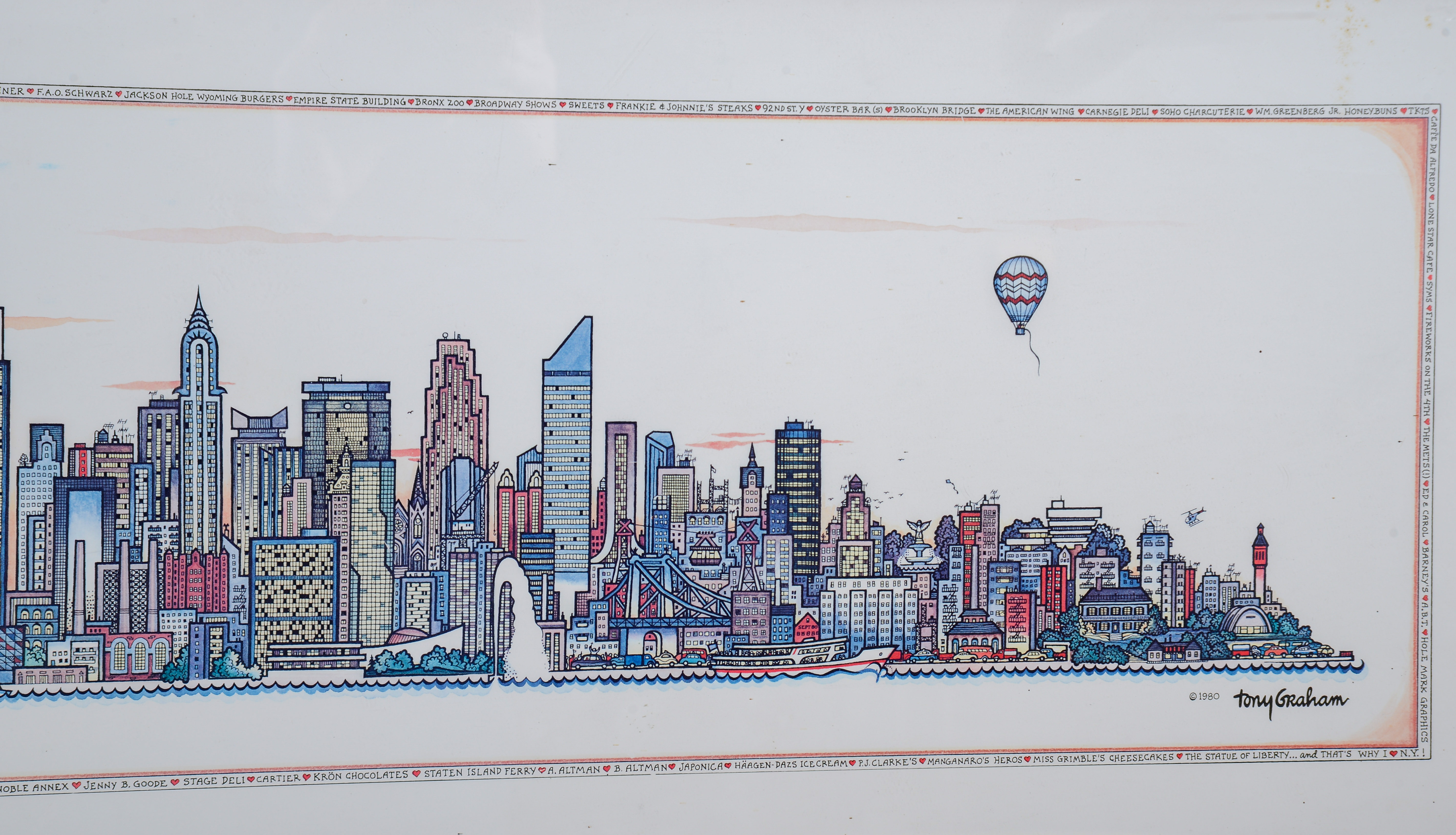 TONY GRAHAM. 1980 MANHATTAN SKYLINE PRINT.