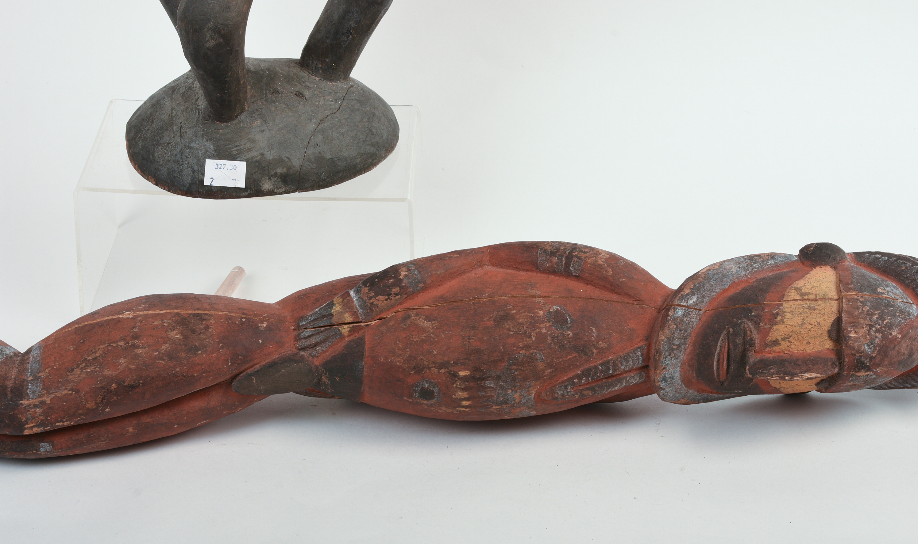 TWO AFRICAN CARVED WOODEN SCULPTURES.