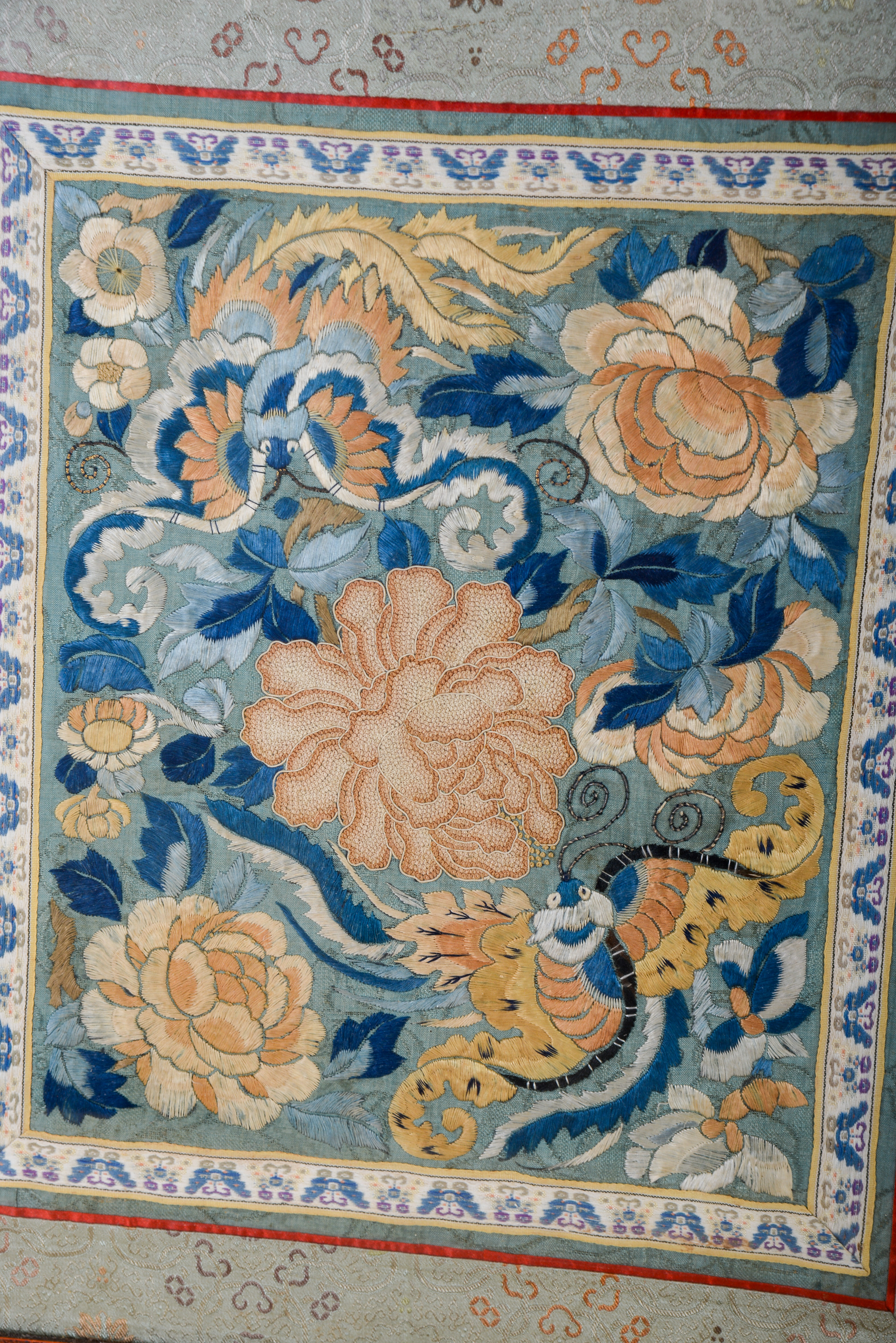 TWO FRAMED CHINESE EMBROIDERED PANELS.