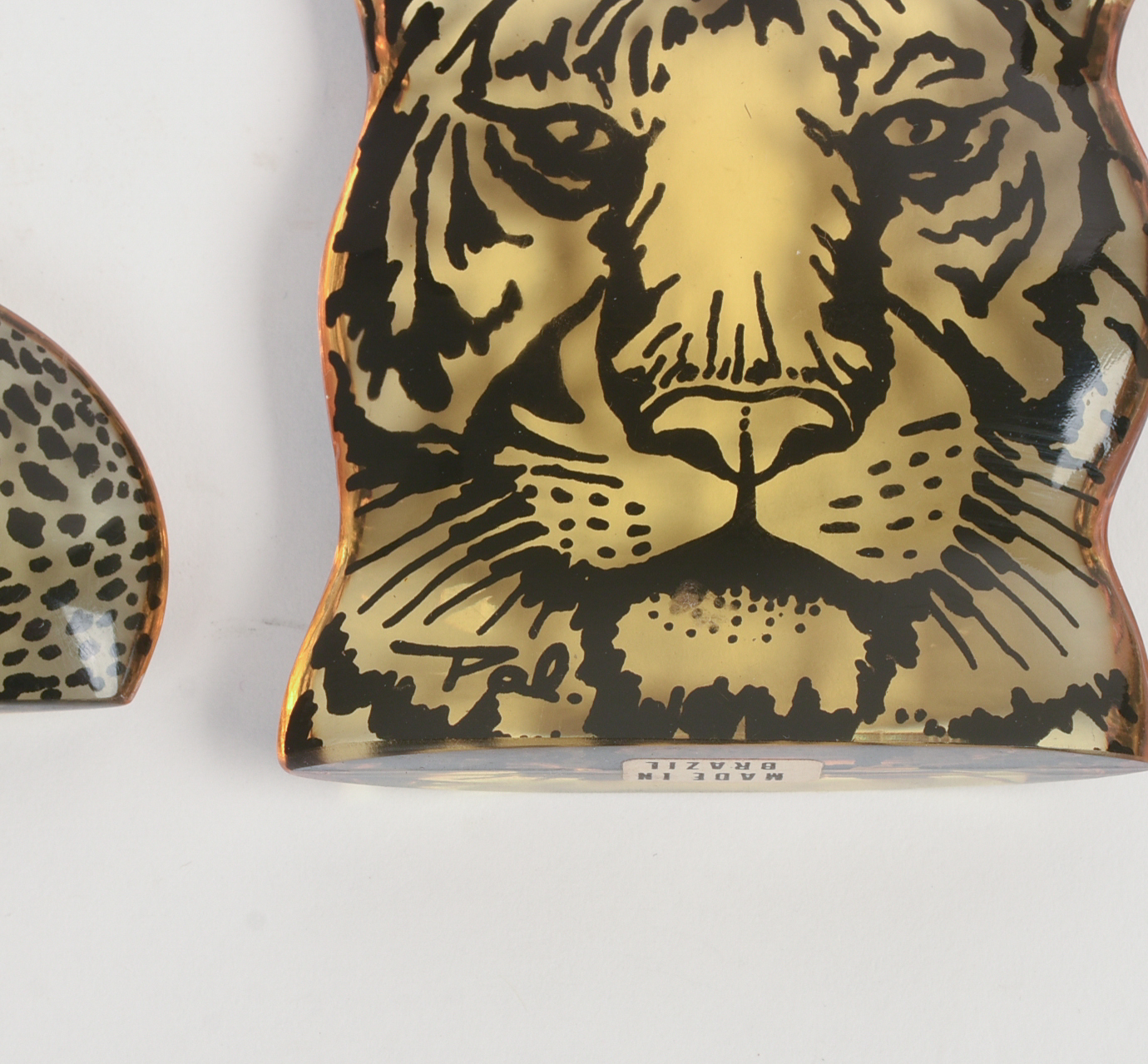TWO LUCITE BIG CATS BY ABRAHAM PALATNIK.