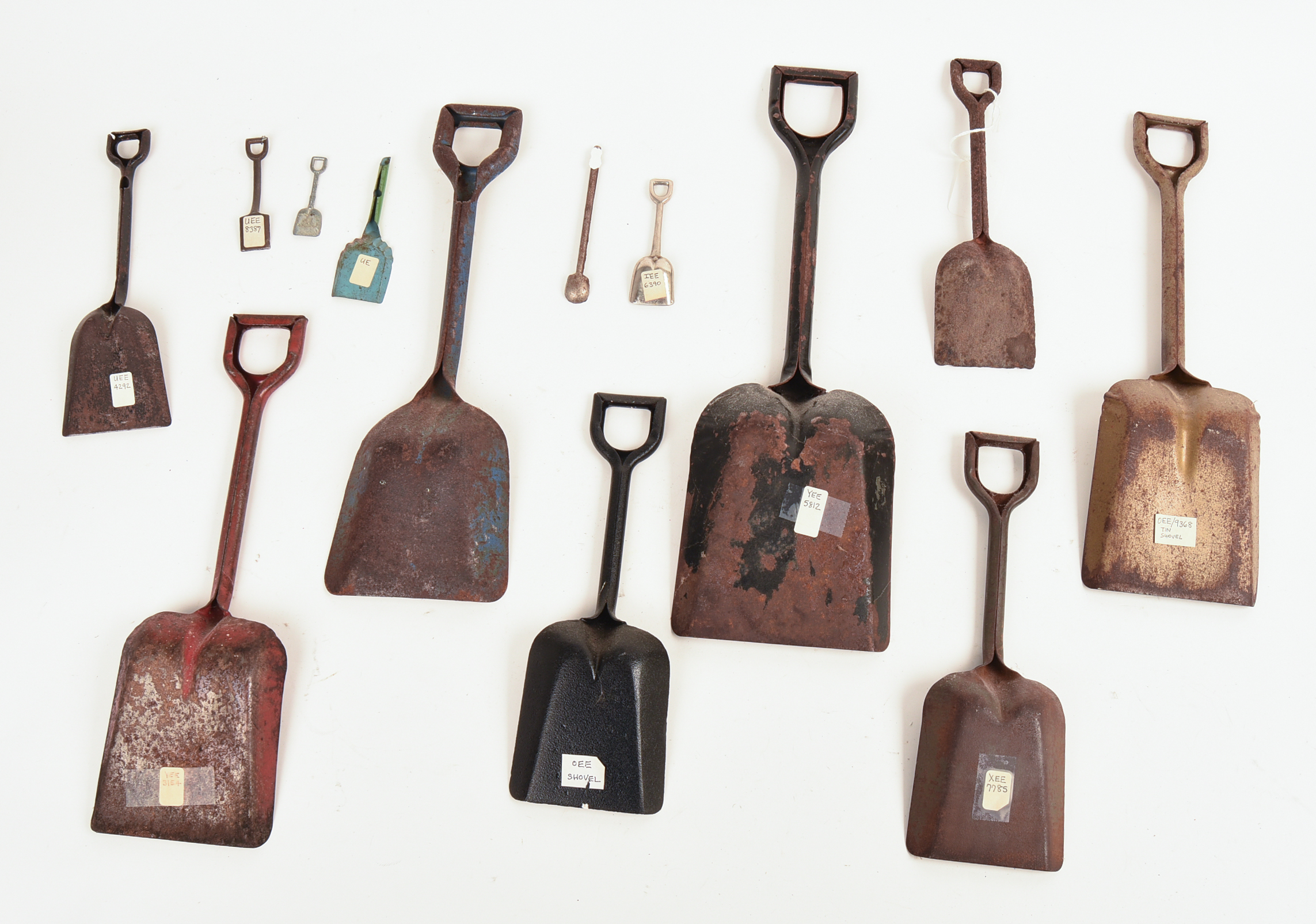 Large Collection of Tin Lithograph Shovels.