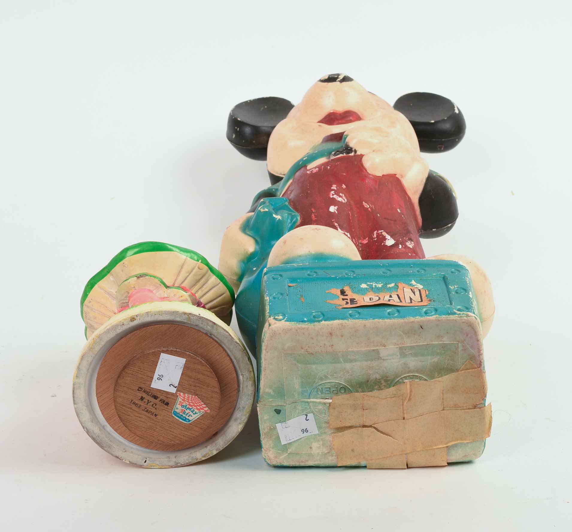 Mickey Mouse Figure and a Mushroom Music Box.