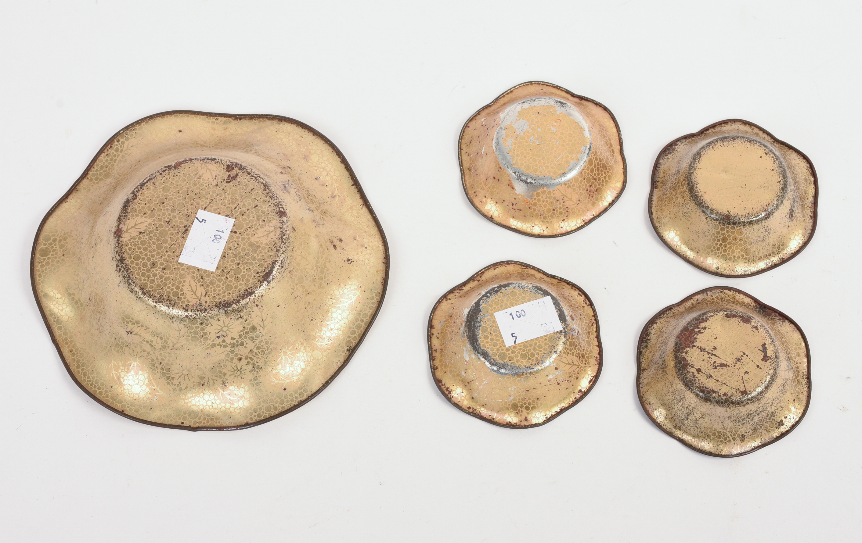 Five Mr. Peanut Tin Bowls.