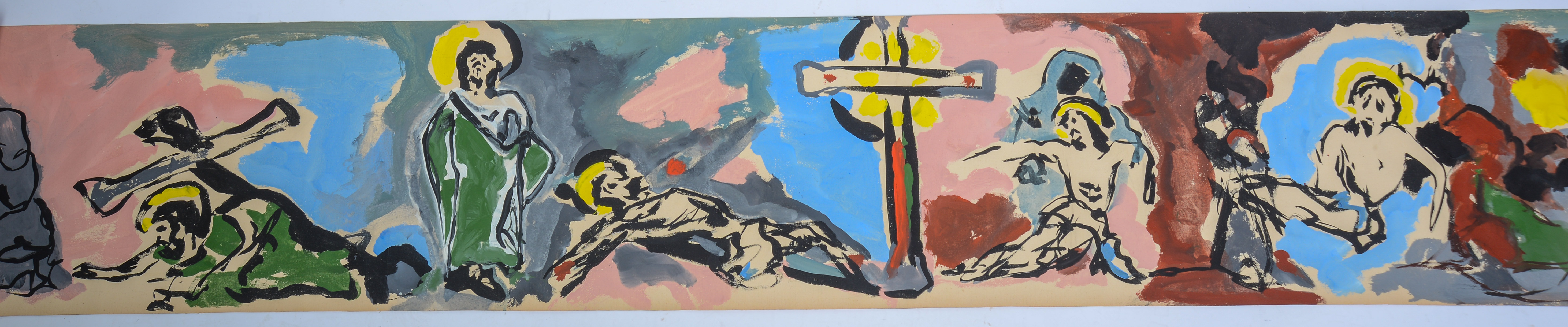 OUTSIDER ART SCROLL: CHRIST IS CONDEMNED TO DEATH.