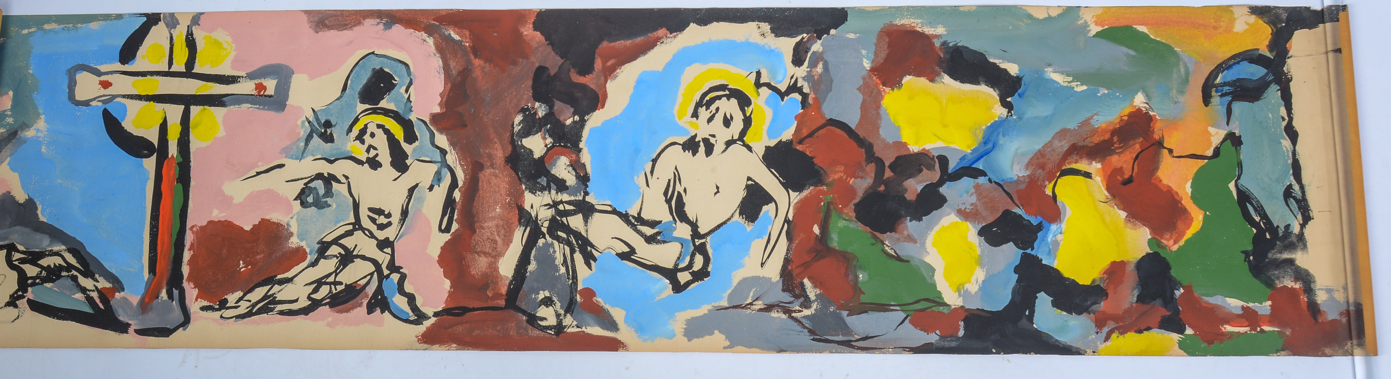 OUTSIDER ART SCROLL: CHRIST IS CONDEMNED TO DEATH.