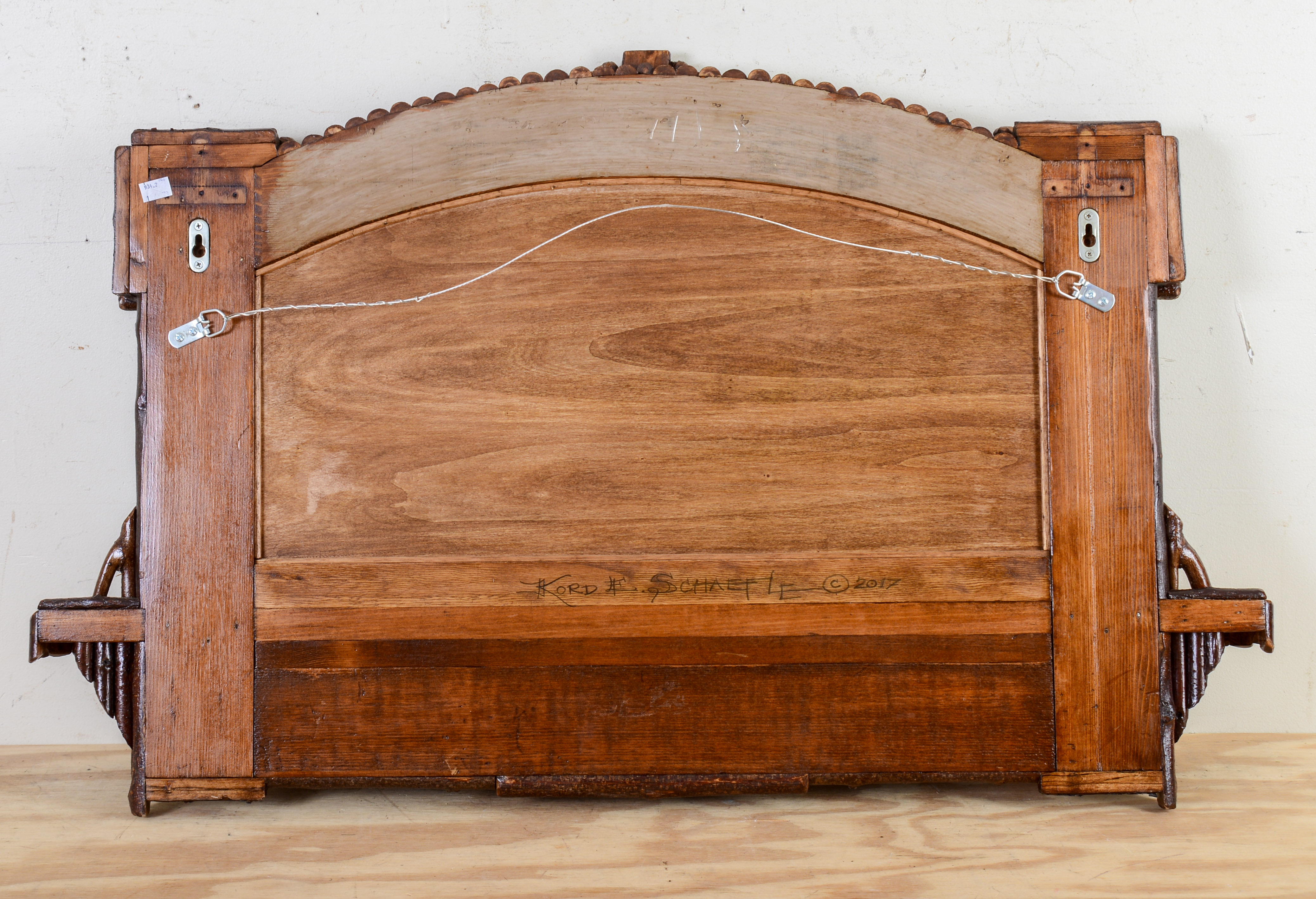 ADIRONDACK MIRROR WITH SHELF.