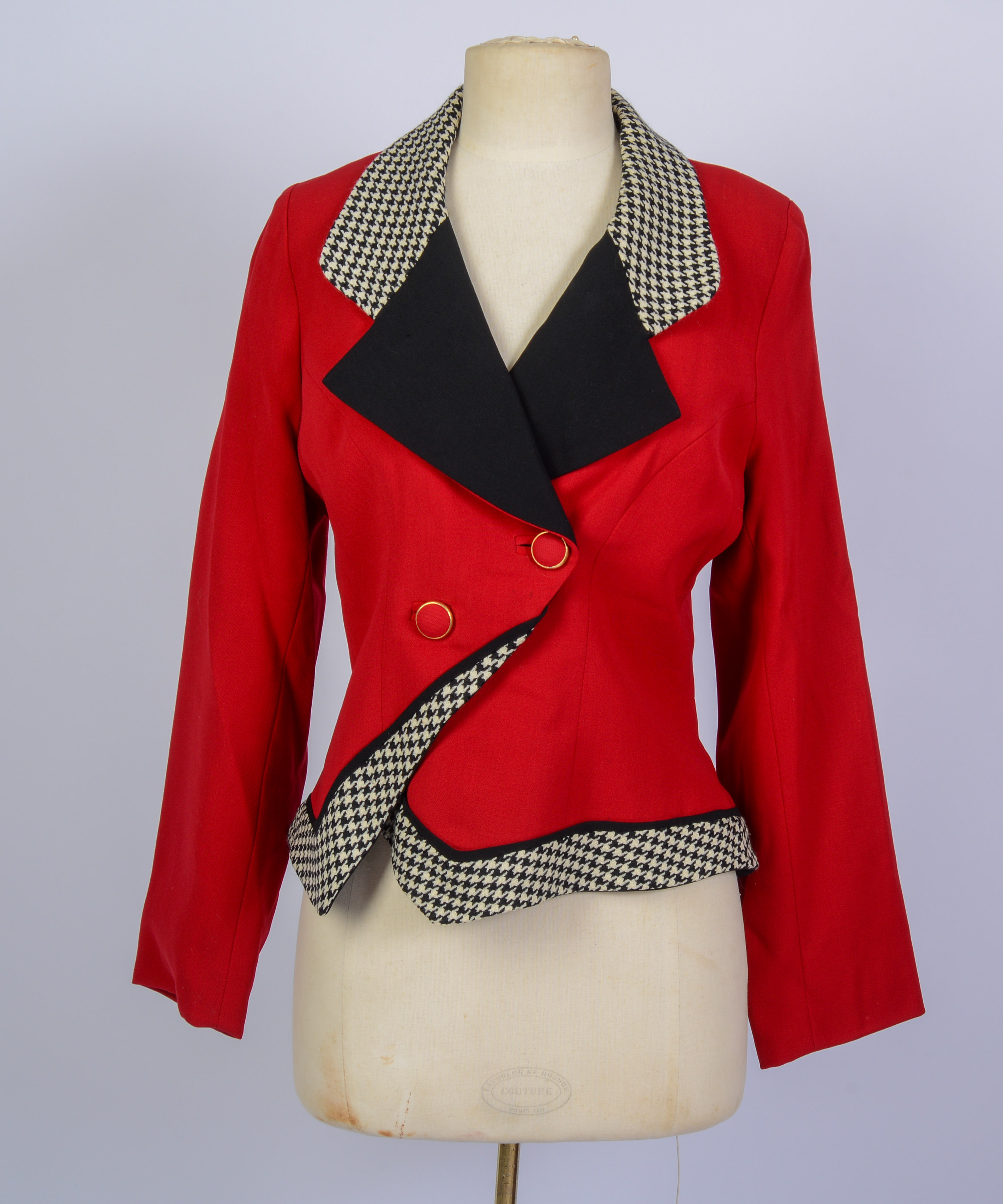 RED AND HOUNDSTOOTH ALBERTO MAKALI WOMEN'S BLAZER.