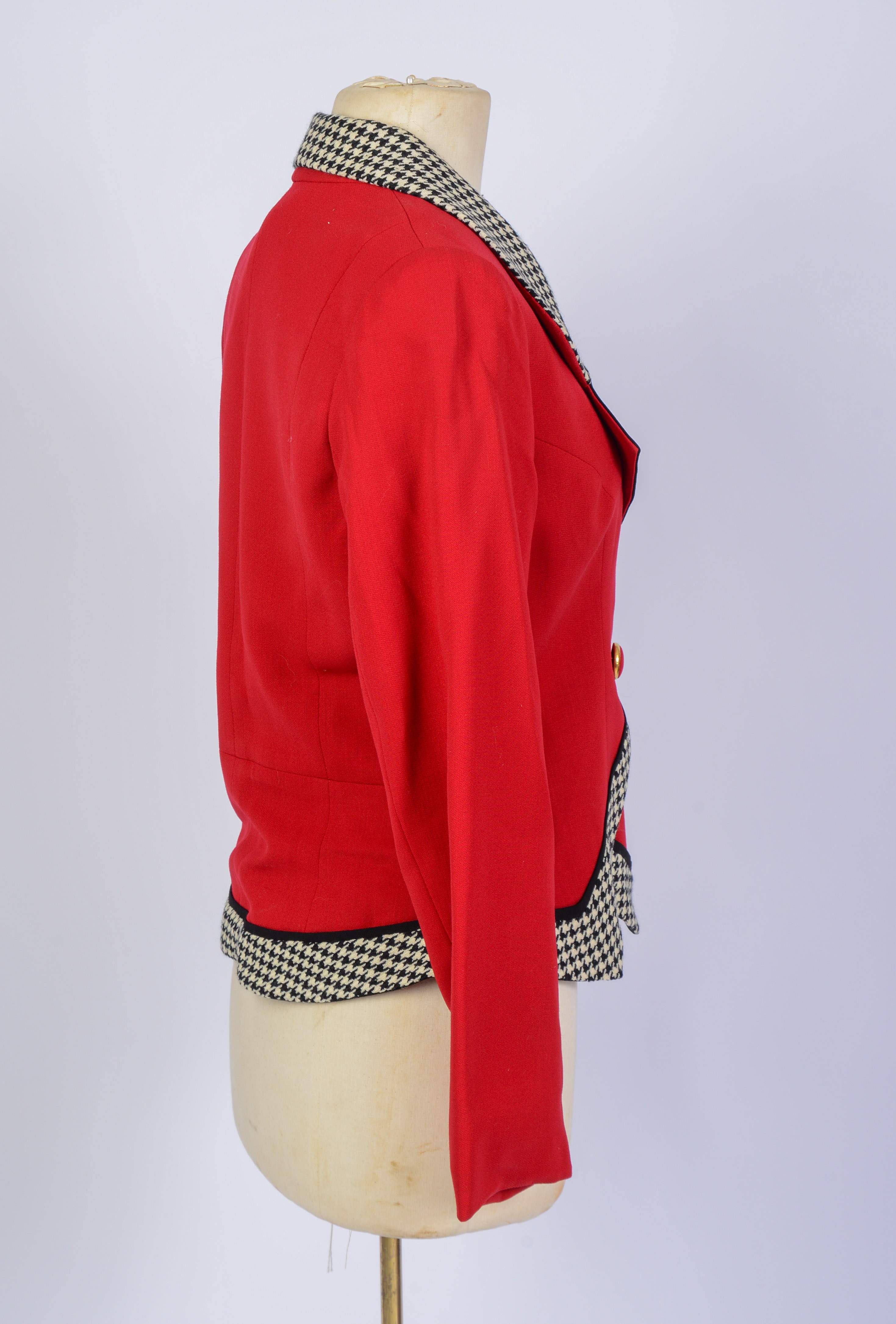 RED AND HOUNDSTOOTH ALBERTO MAKALI WOMEN'S BLAZER.
