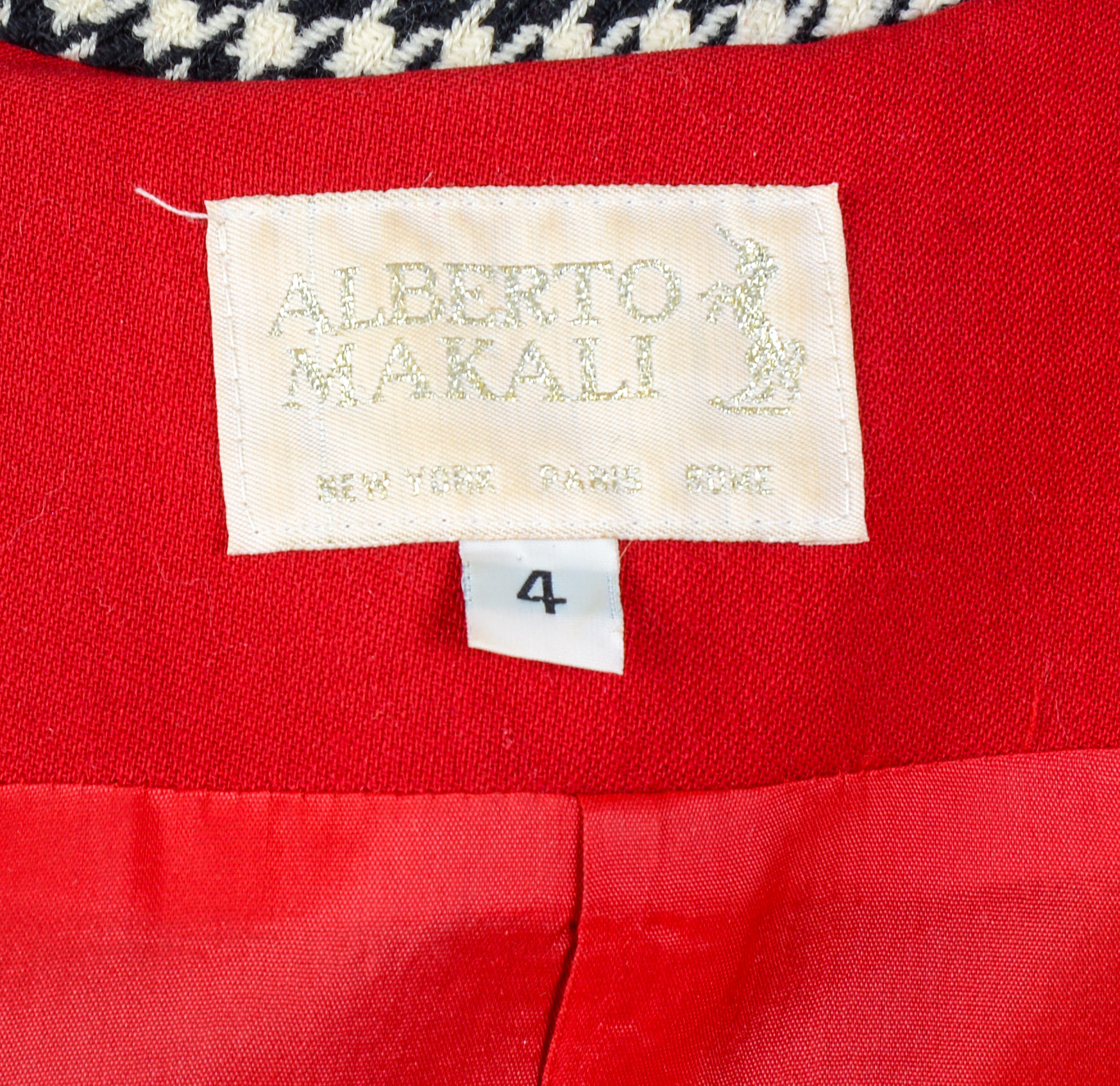 RED AND HOUNDSTOOTH ALBERTO MAKALI WOMEN'S BLAZER.
