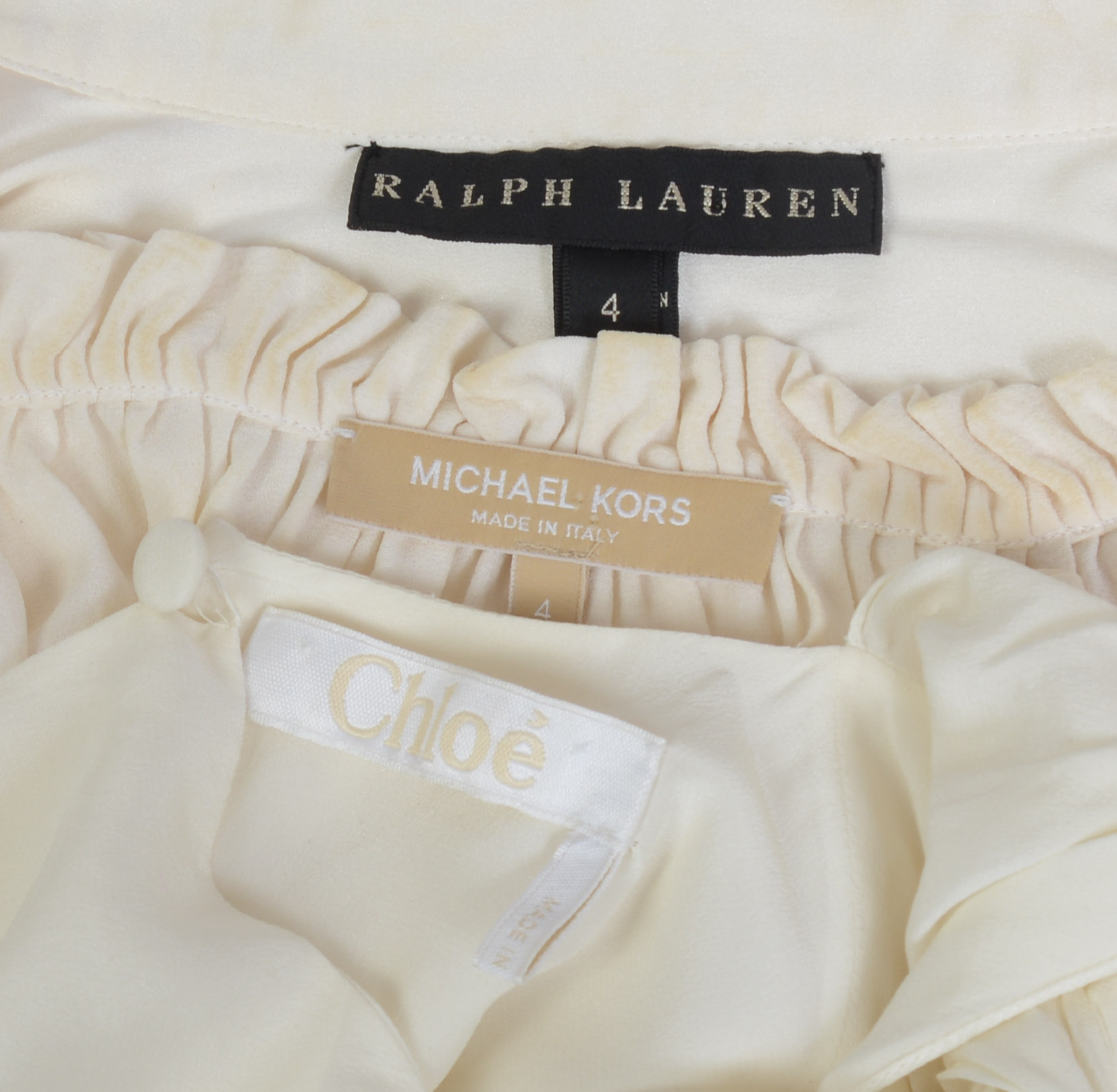 THREE SILK DESIGNER WOMEN'S SHIRTS.