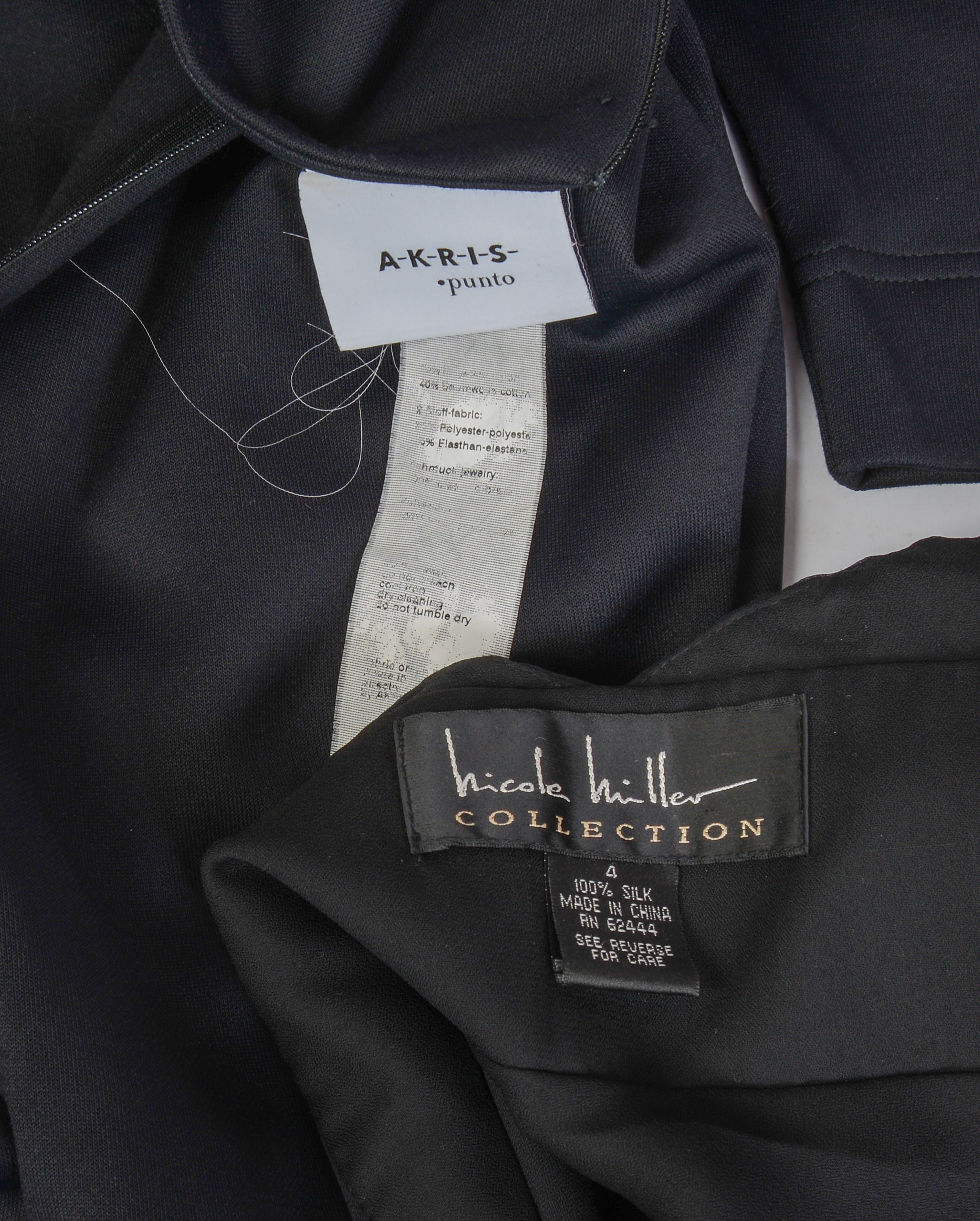 TWO BLACK DESIGNER DRESSES.