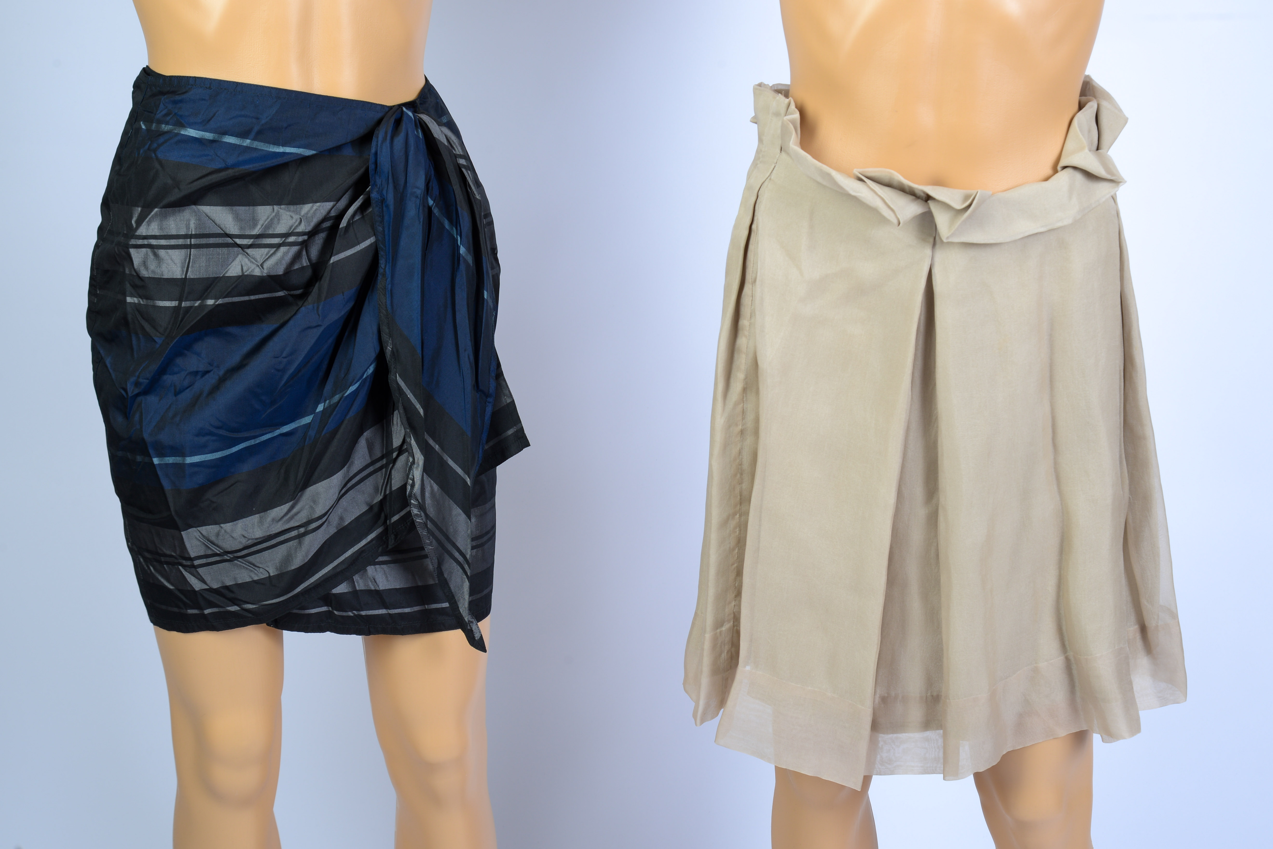 TWO SILK DESIGNER SKIRTS.