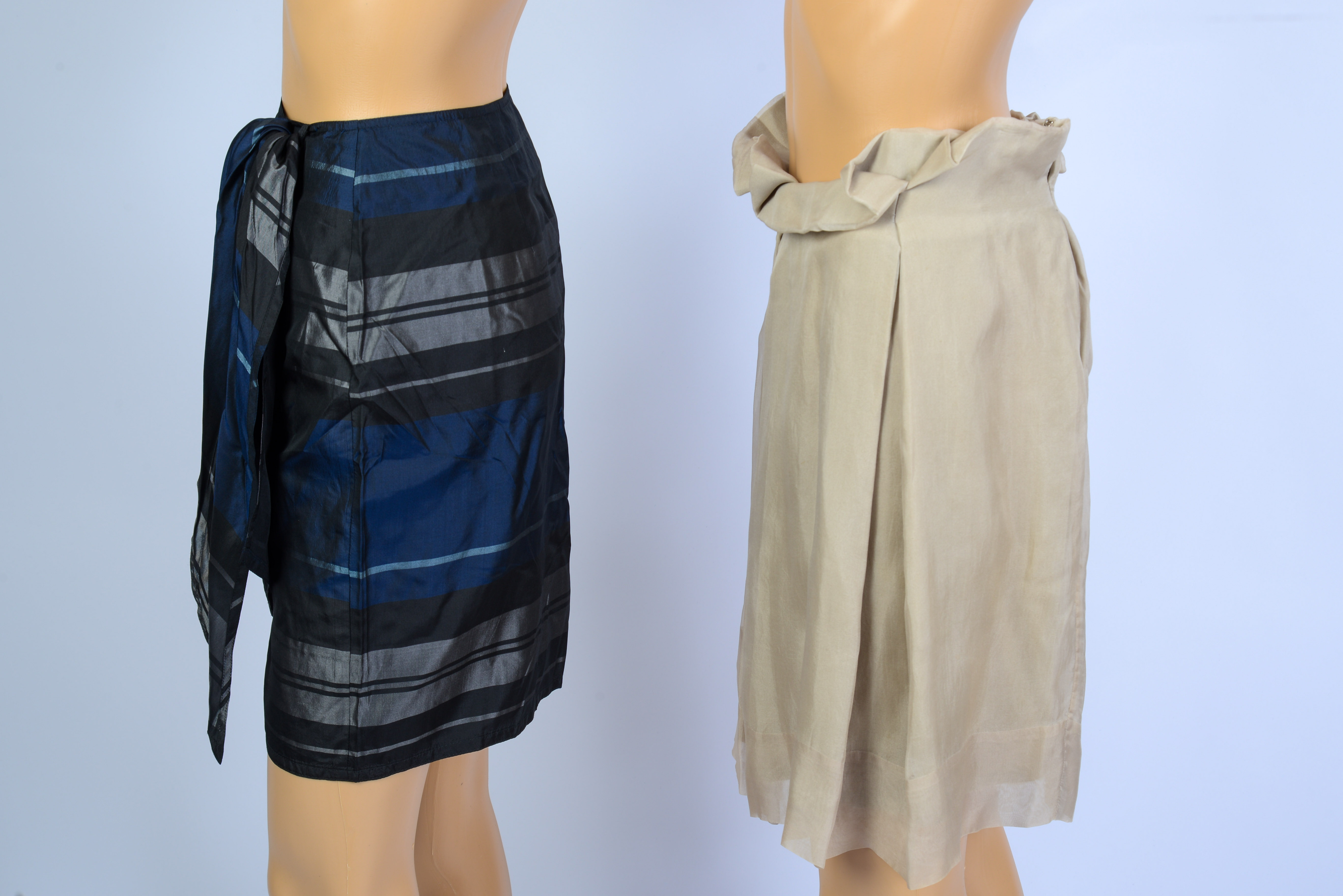 TWO SILK DESIGNER SKIRTS.