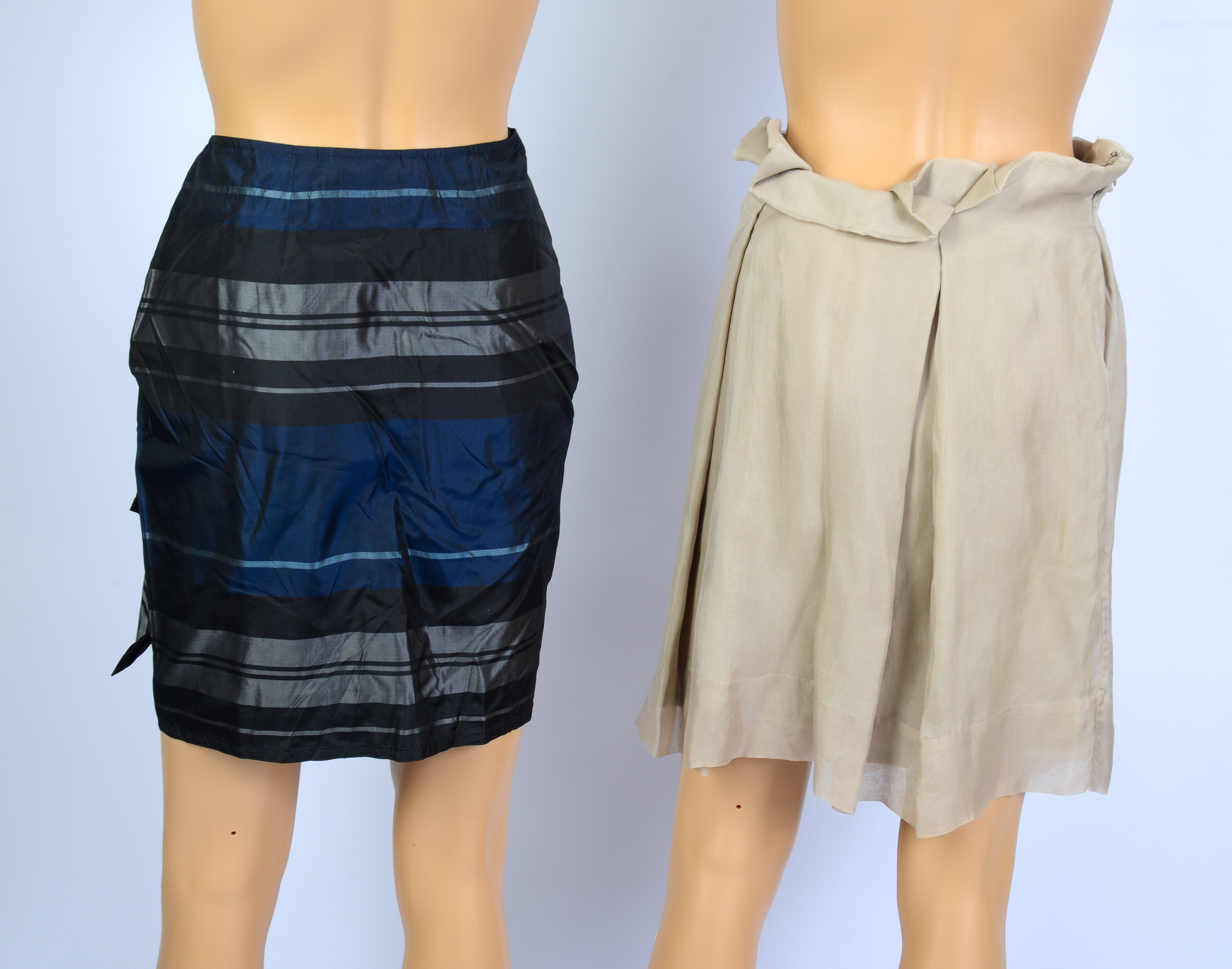 TWO SILK DESIGNER SKIRTS.
