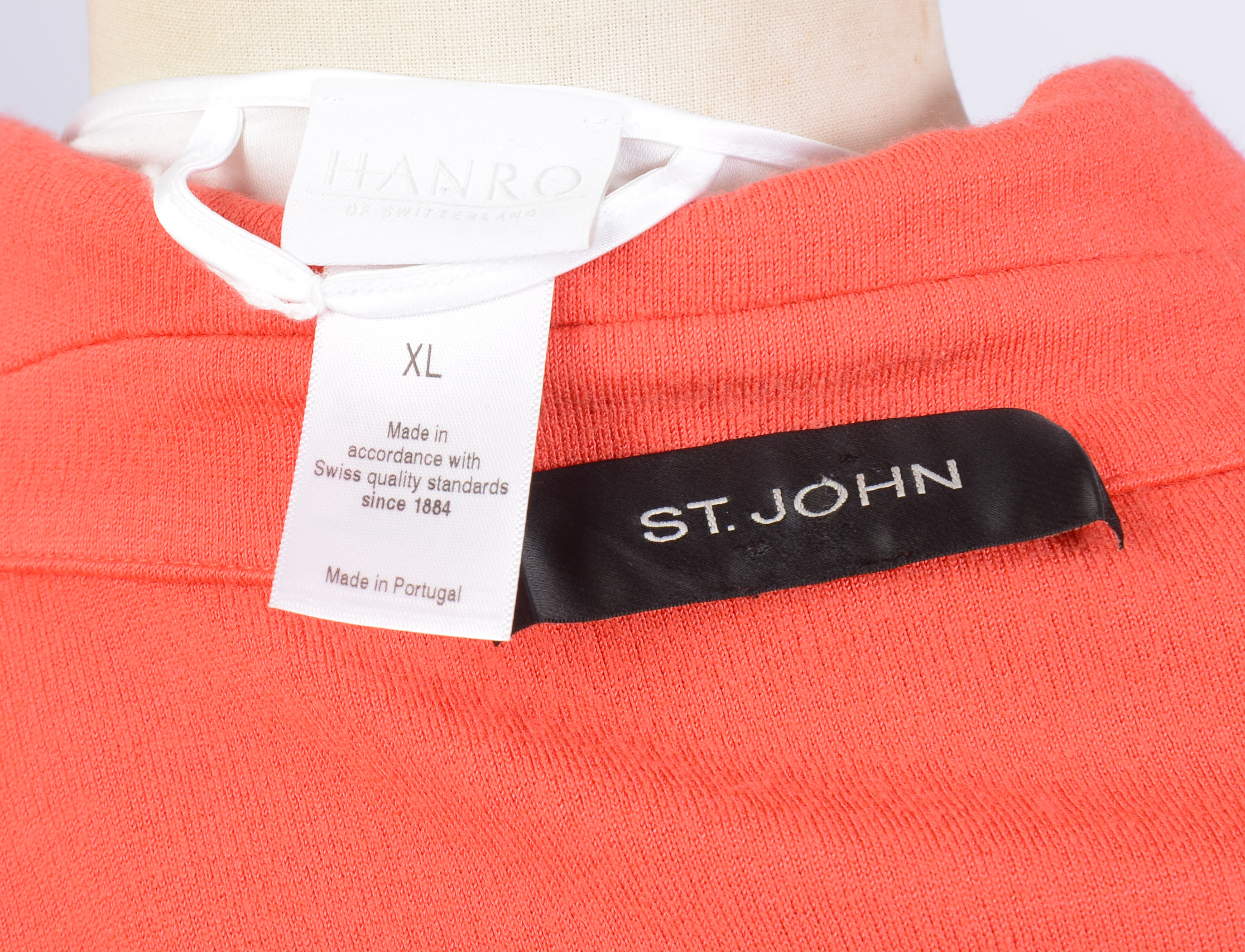 HANRO COTTON DRESS, XL, AND A ST. JOHN JACKET, SIZE 12.