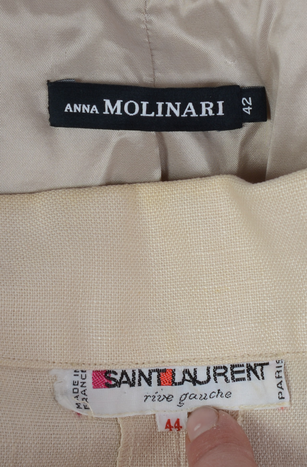 TWO BLAZERS: SAINT LAURENT, 42, AND ANNA MOLINARI, 44.