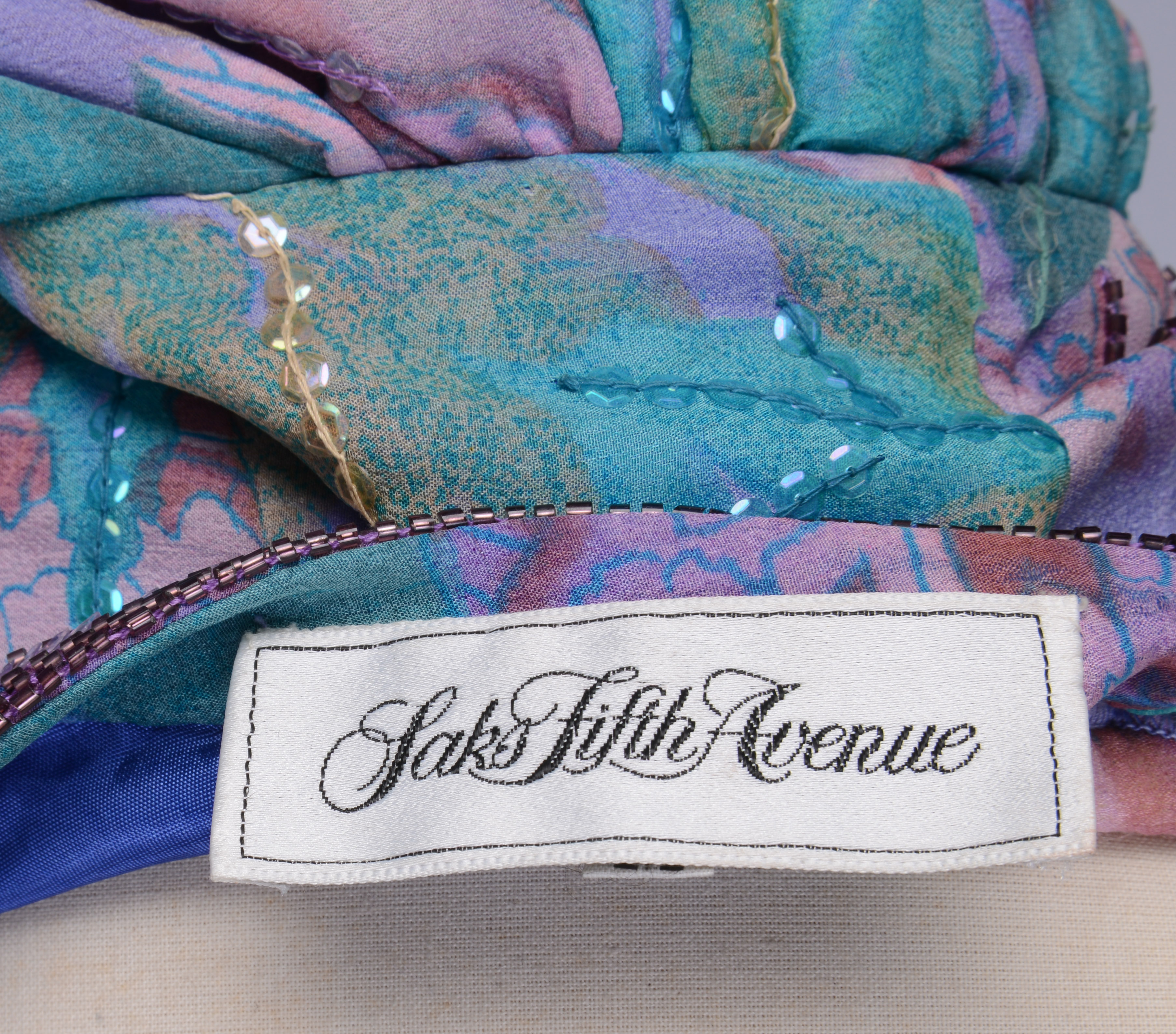 SAKS FIFTH AVENUE TIERED CHIFFON DRESS.