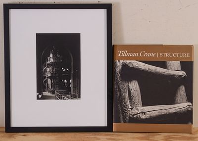 TILLMAN CRANE SIGNED BOOK AND PHOTOGRAPH. Framed photograph titled Leavitt, Palladium print. 