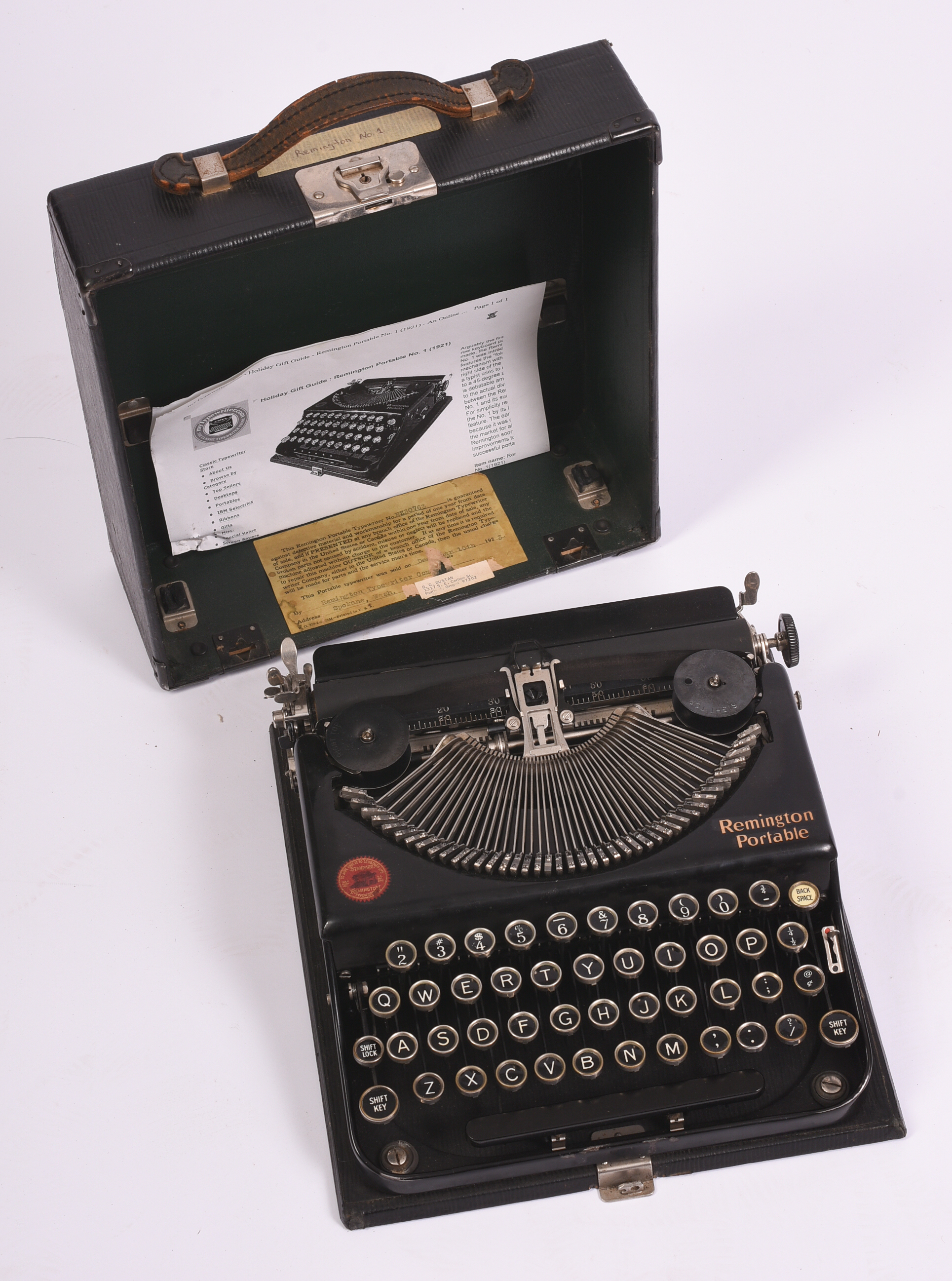 Remington Portable Number 1 Typewriter.