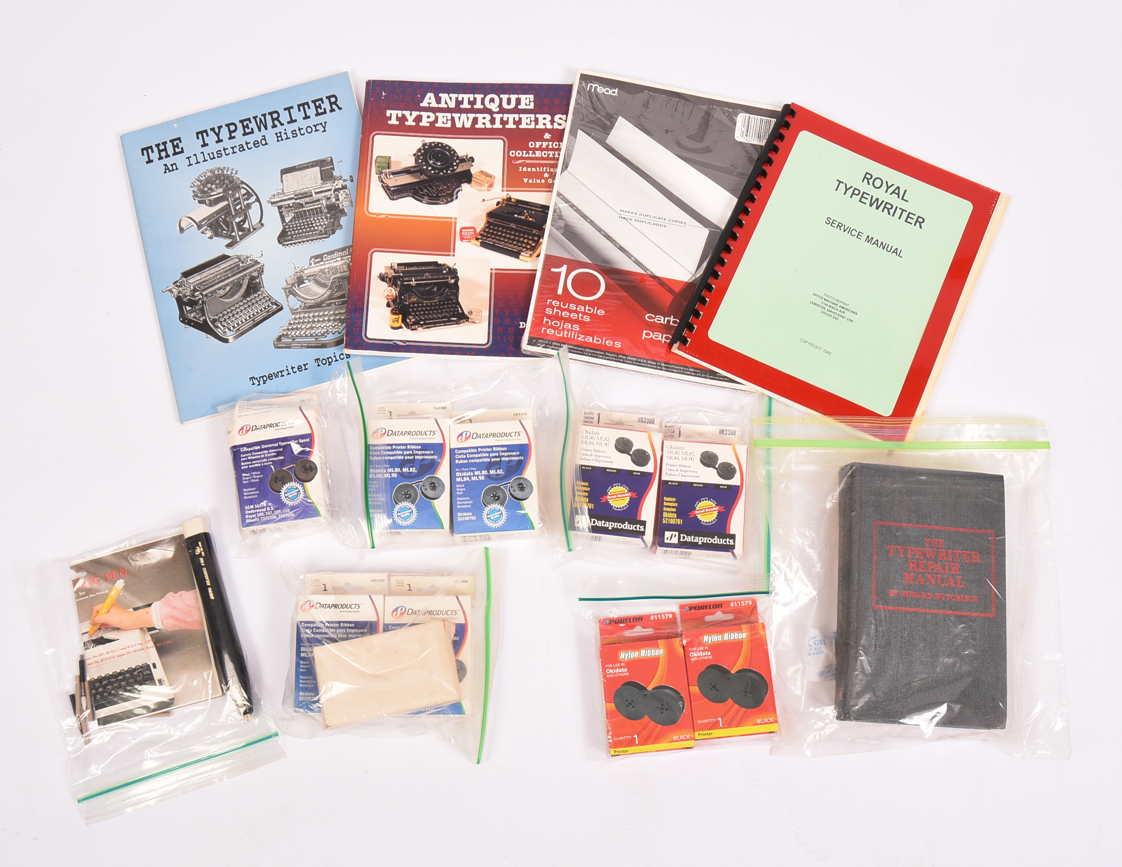 Collection of Typewriter Manuals and Ribbons.