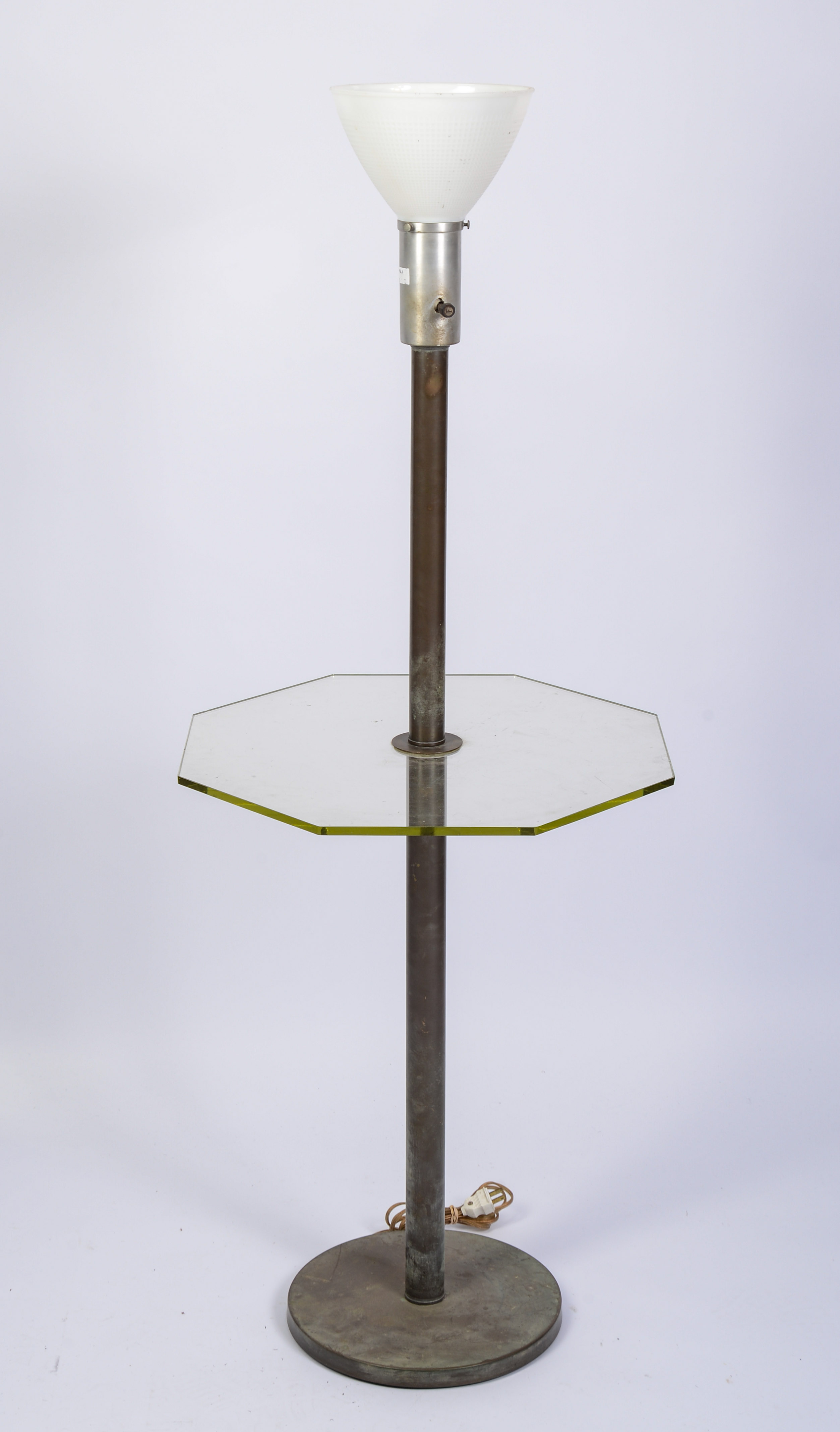 MID CENTURY MODERN FLOOR LAMP SIDE TABLE.