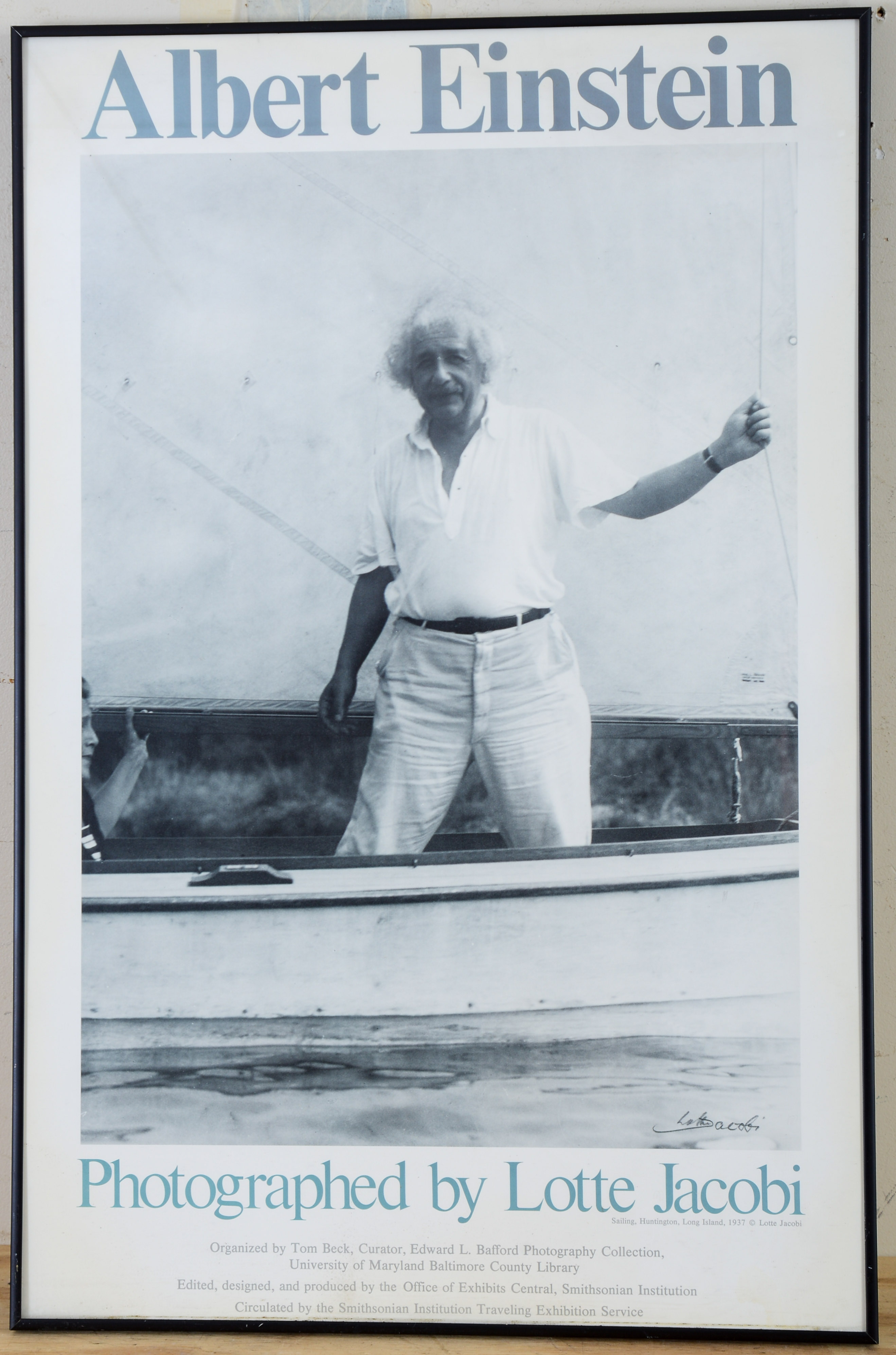 LOTTE JACOBI SIGNED ALBERT EINSTEIN EXHIBIT POSTER.