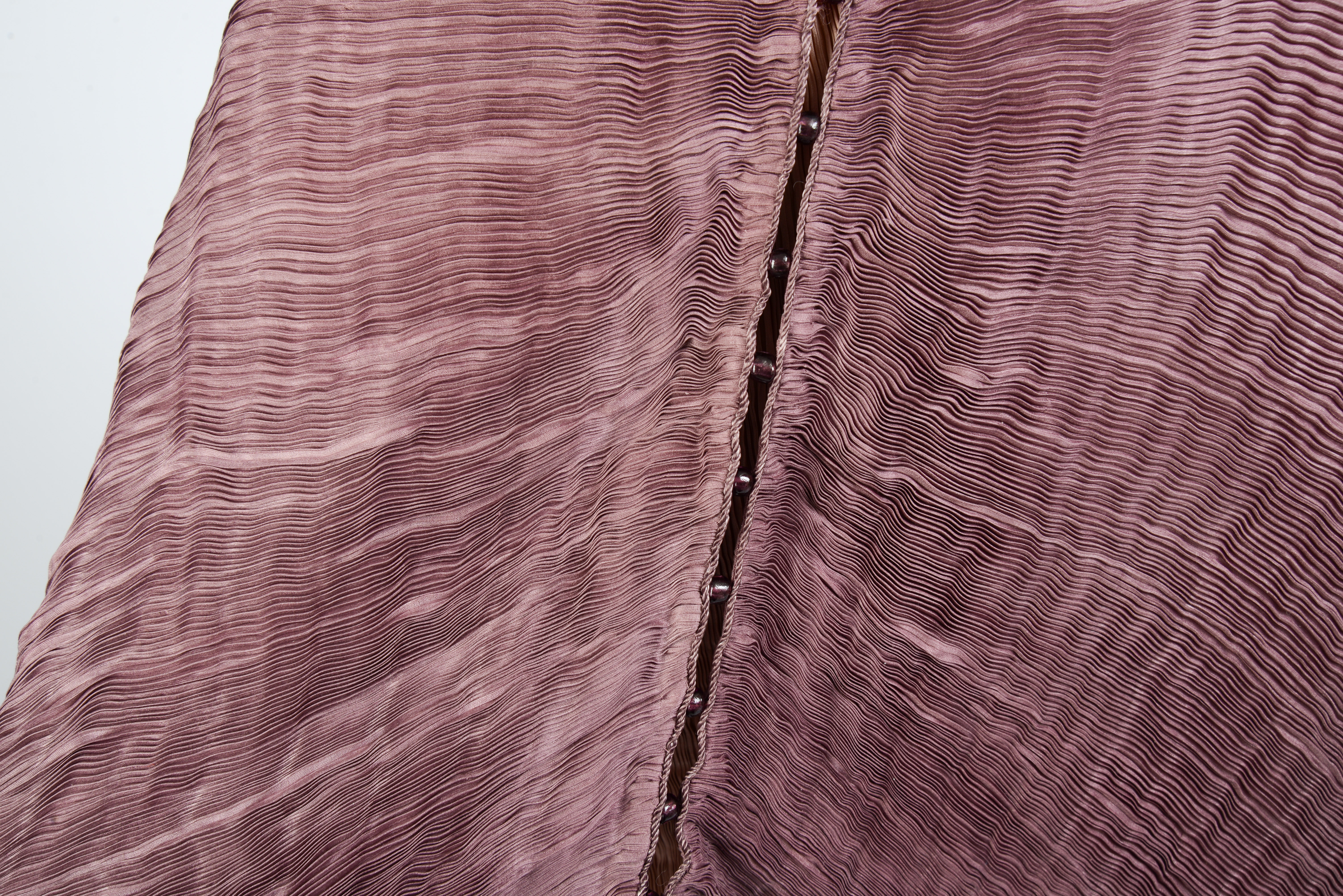 FORTUNY DELPHOS GOWN AND A SHAWL.